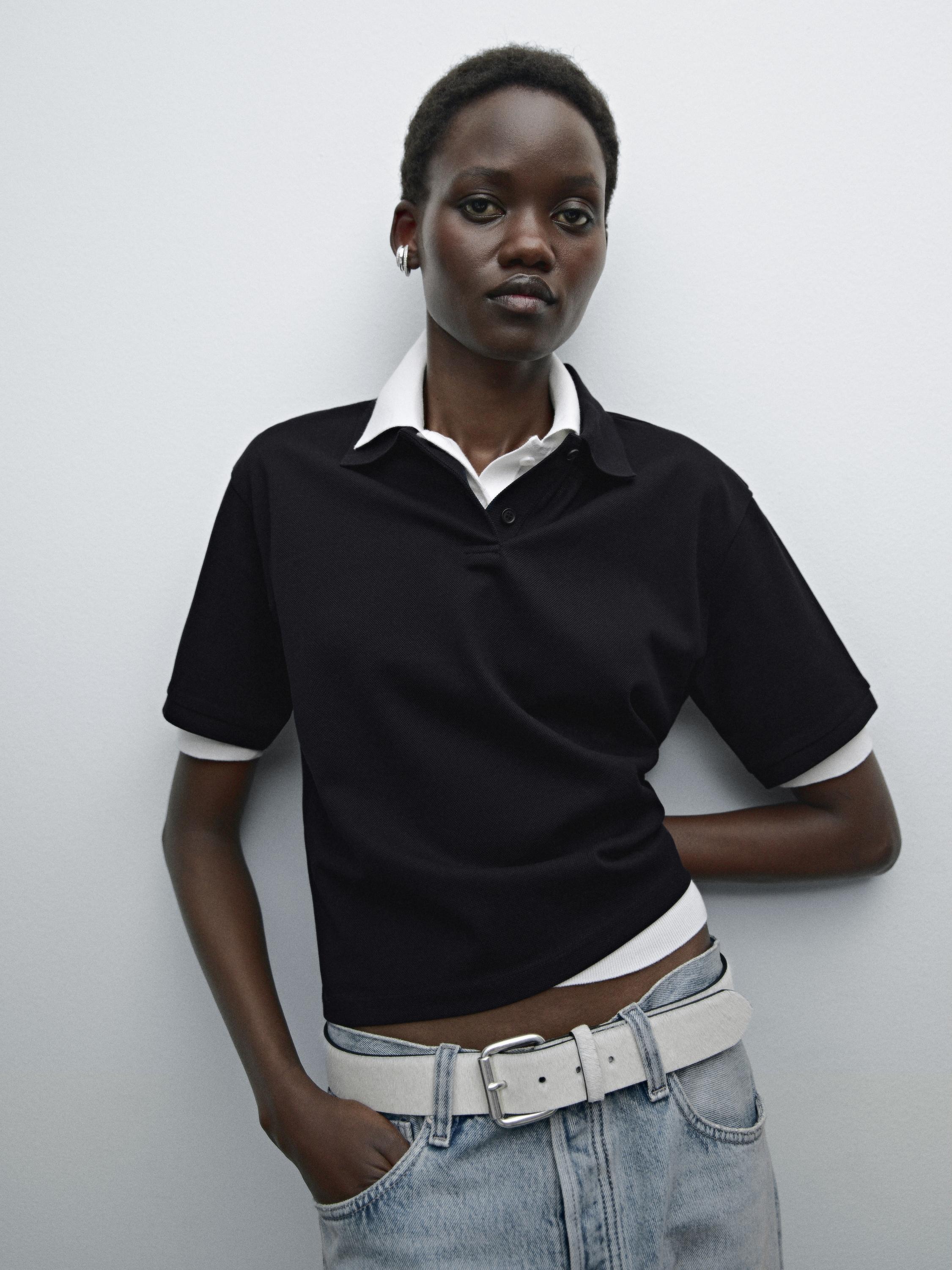 Mercerised cotton piqué polo shirt