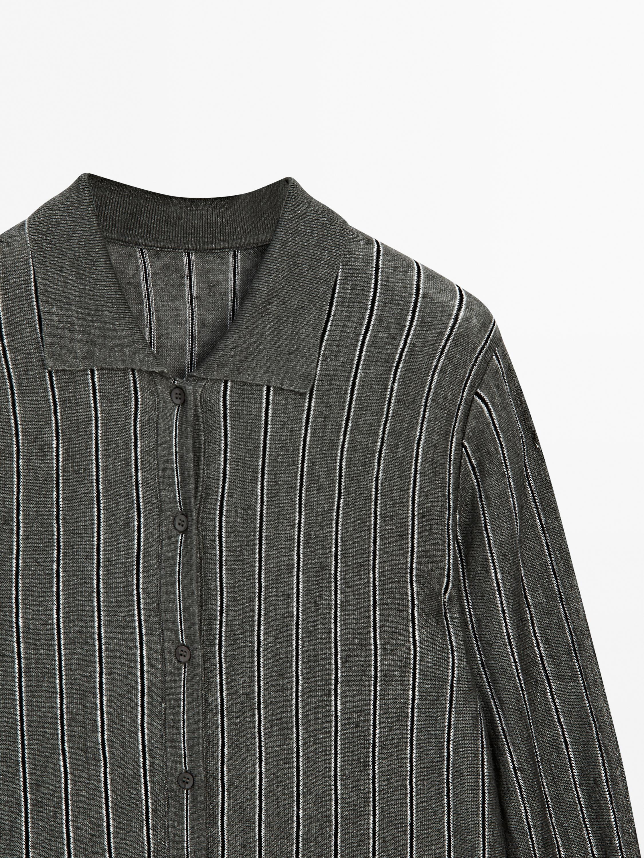 100% linen striped cardigan