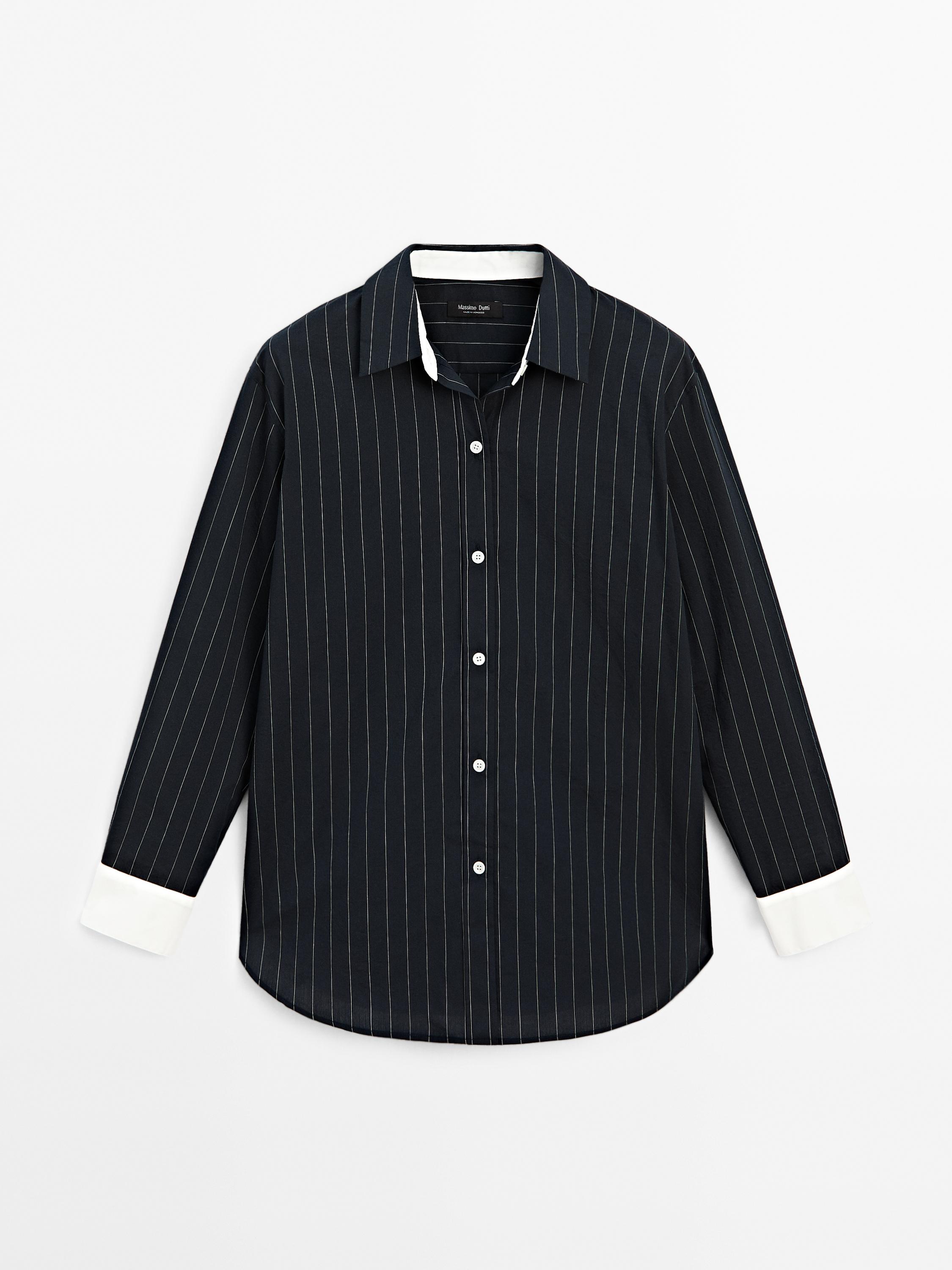 Striped shirt with contrast detail