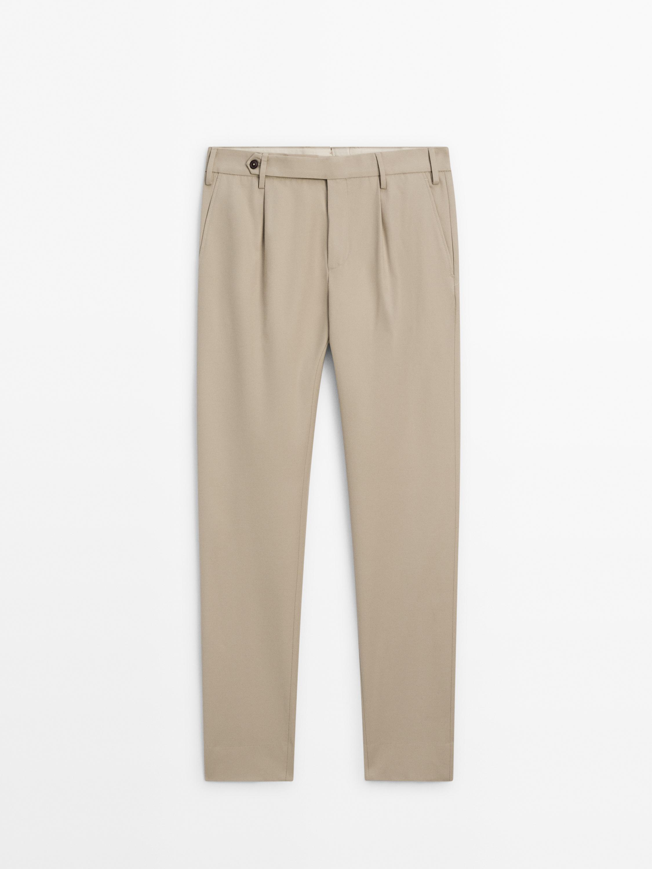 Bundfaltenhose aus Baumwollmischgewebe