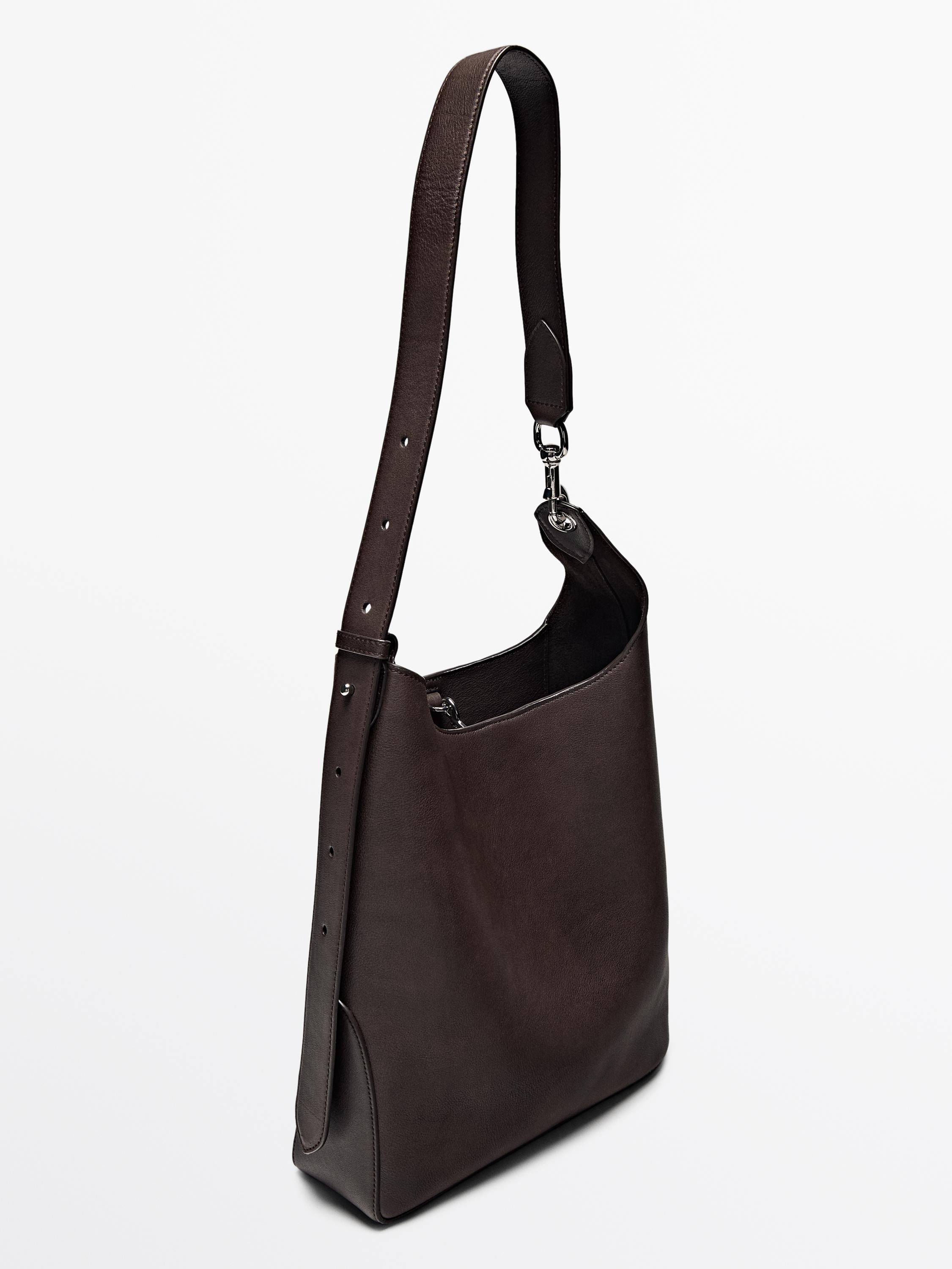 【MassimoDutti】ソフトナッパバケットバッグ 6902/604 Soft nappa bucket bag · Black, Brown · Leather Outerwear