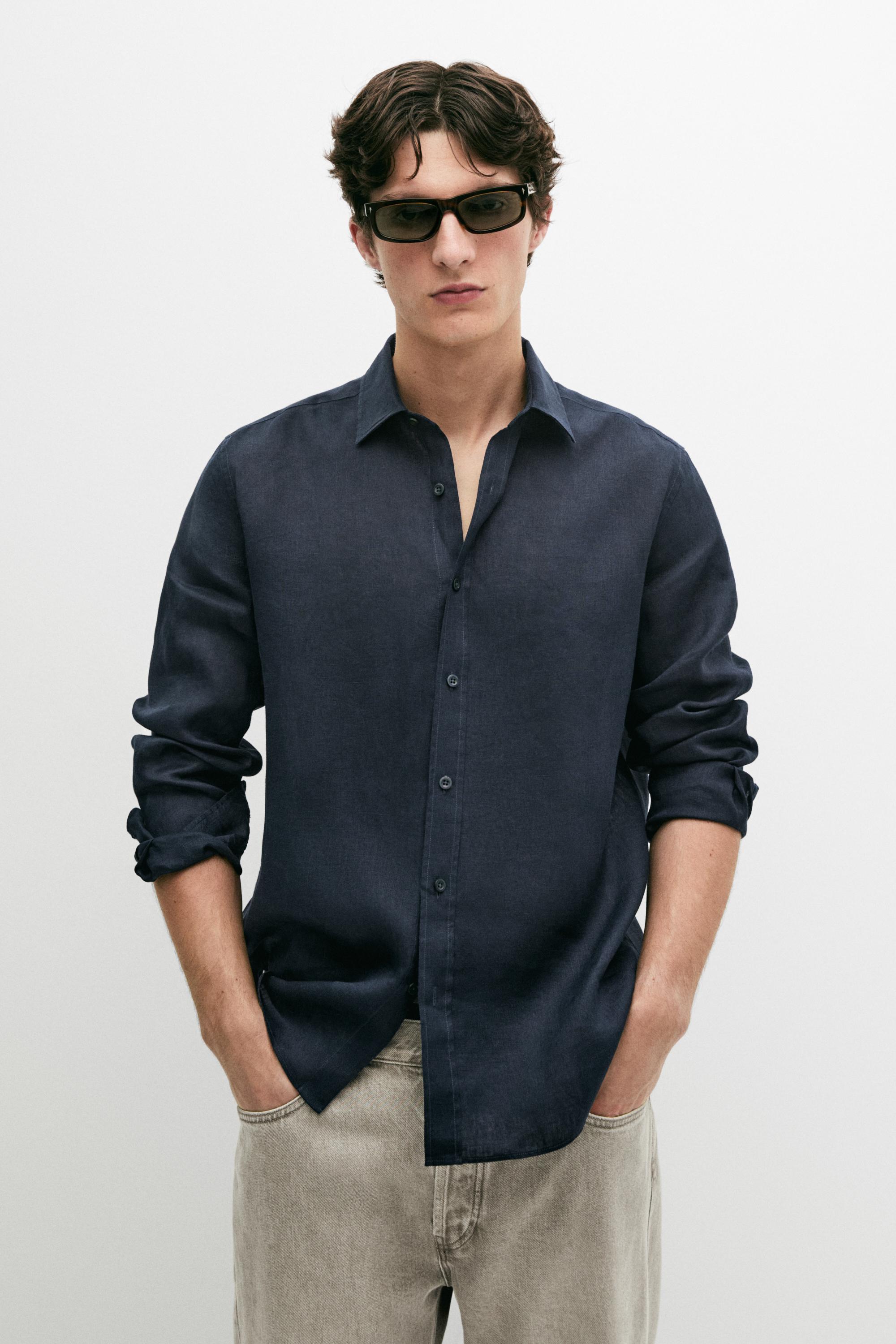 Slim fit 100% linen shirt