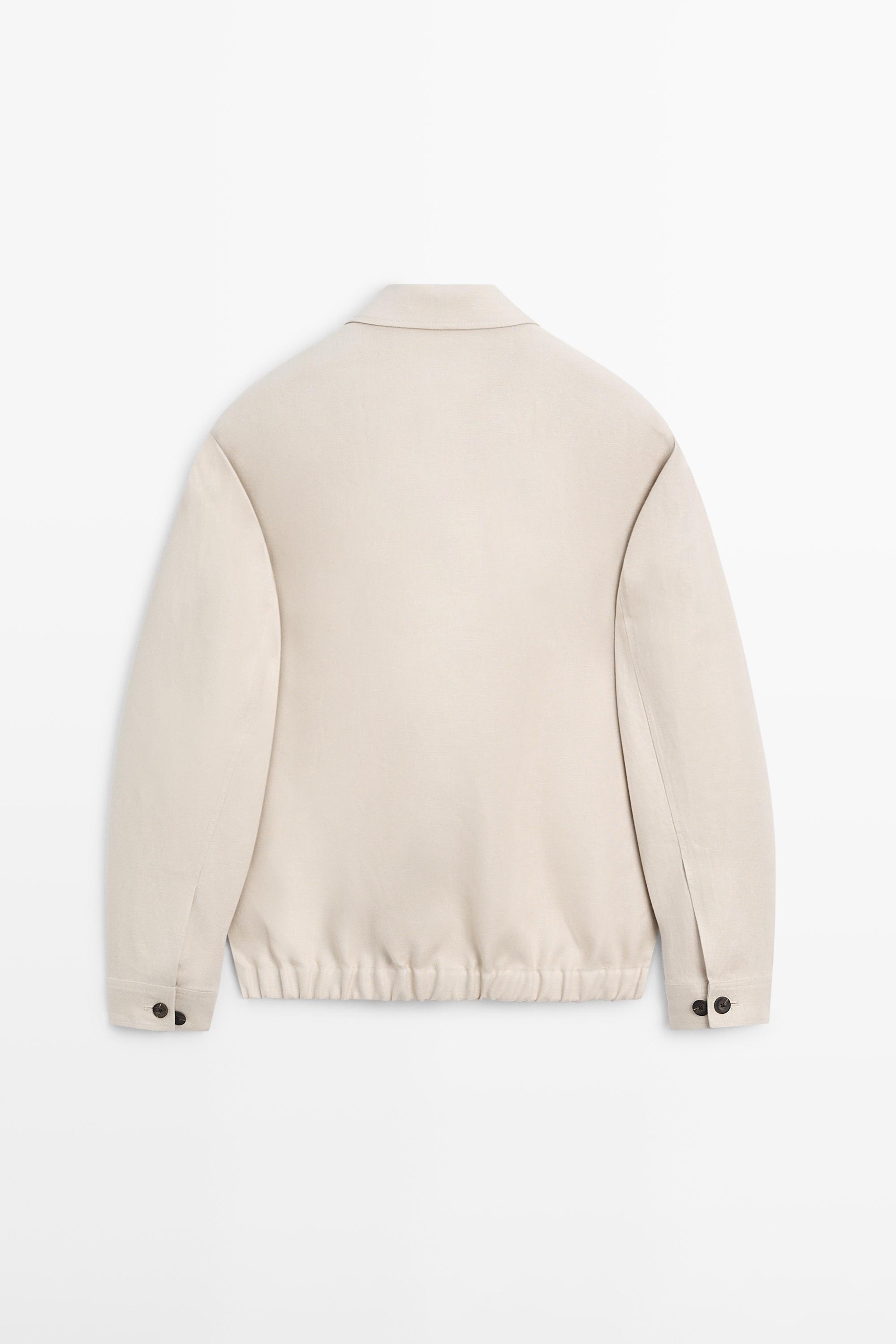 100% linen total look bomber jacket — BEIGE