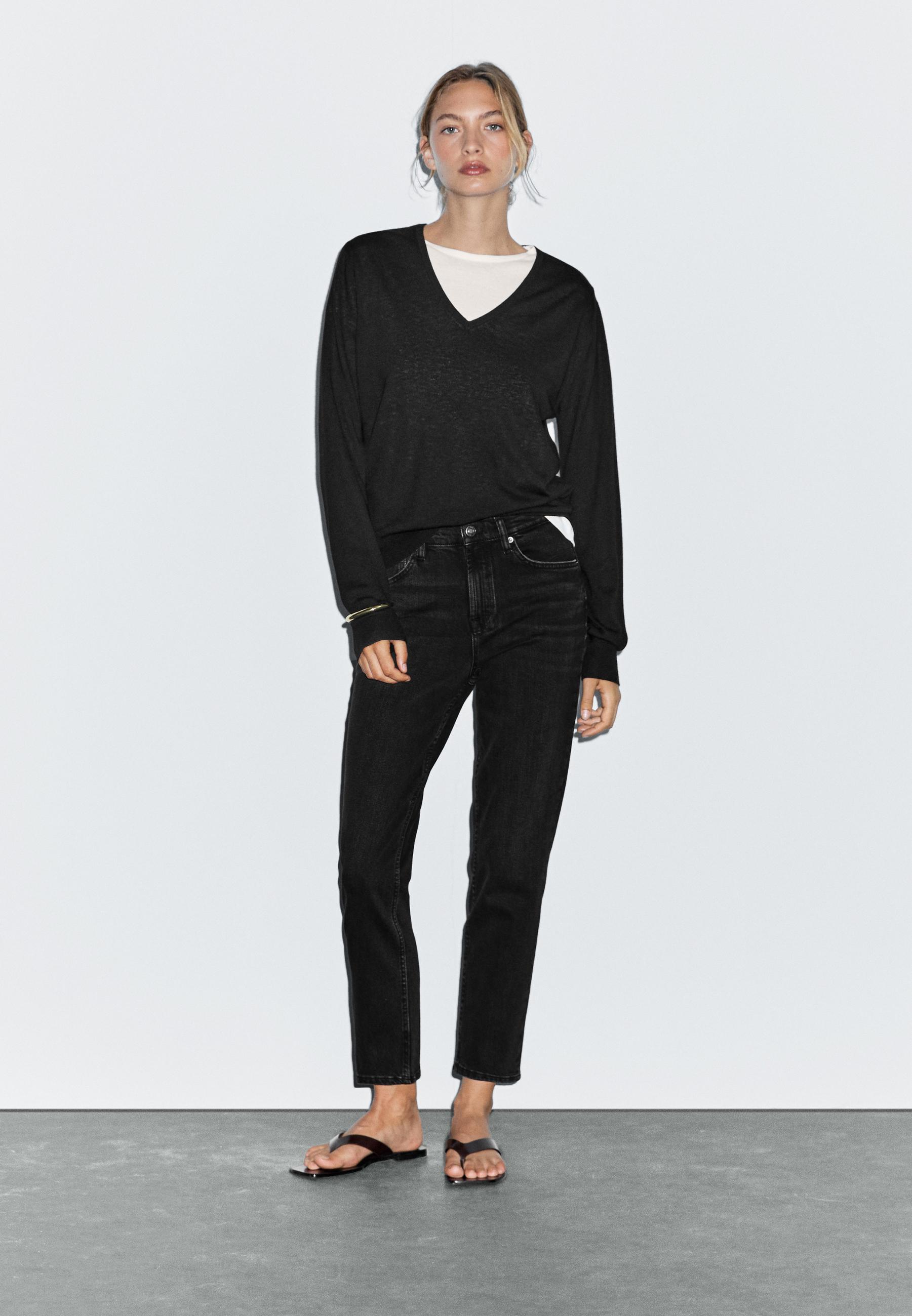 Mid-rise cropped slim fit jeans — BLACK