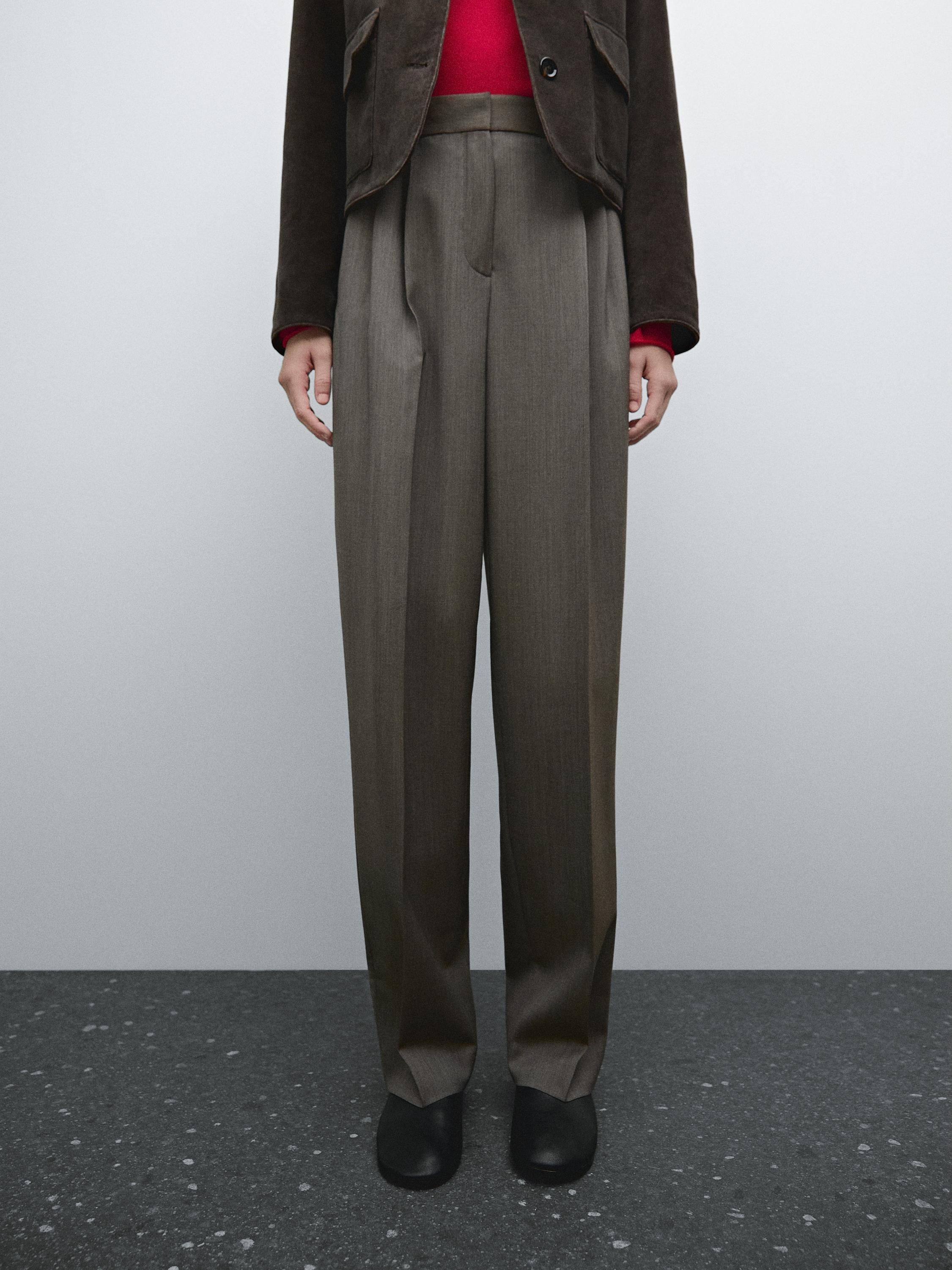 Cool wool pleated trousers