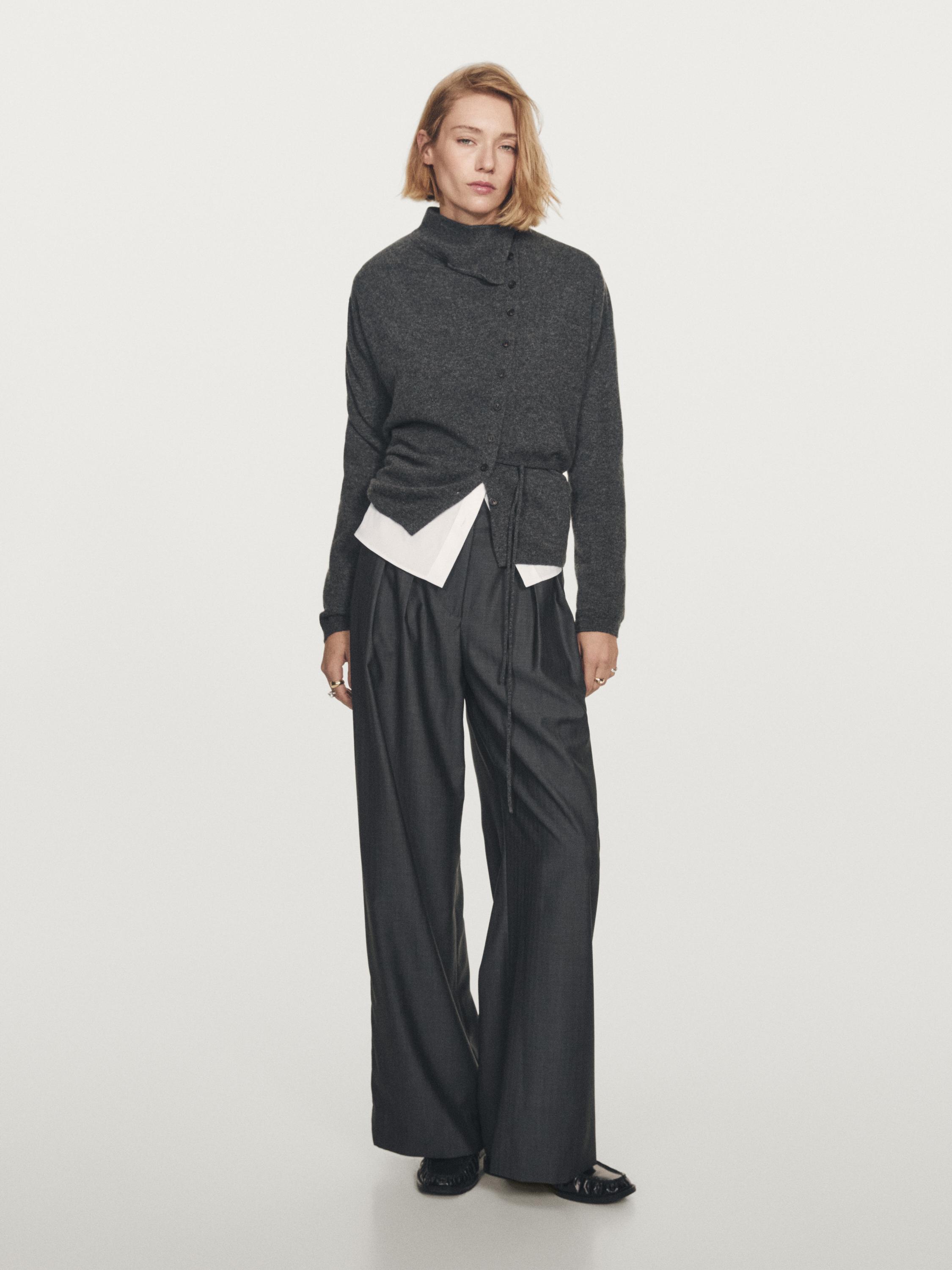 100% cashmere roll neck cardigan