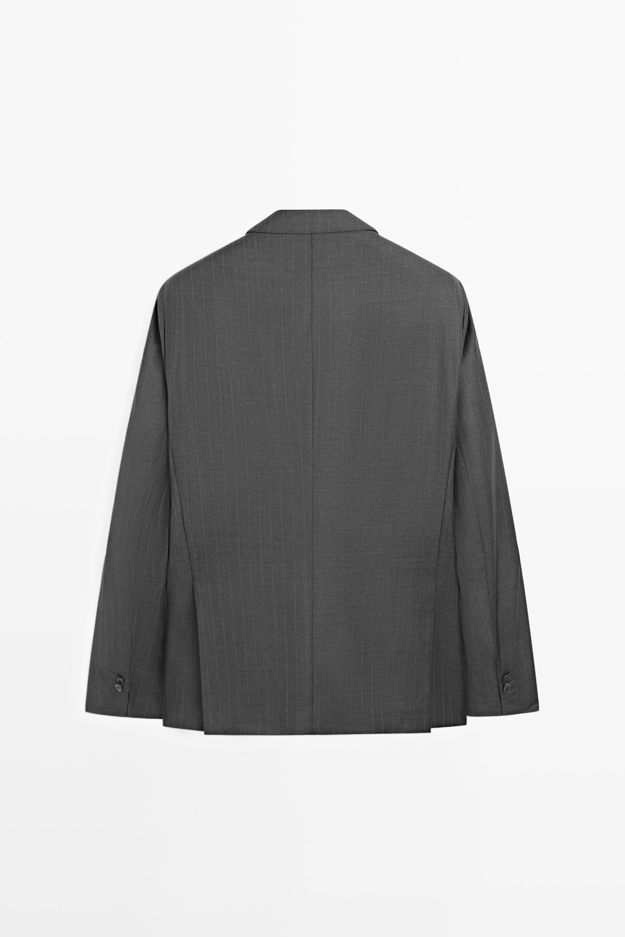 100% wool striped suit blazer — CHARCOAL
