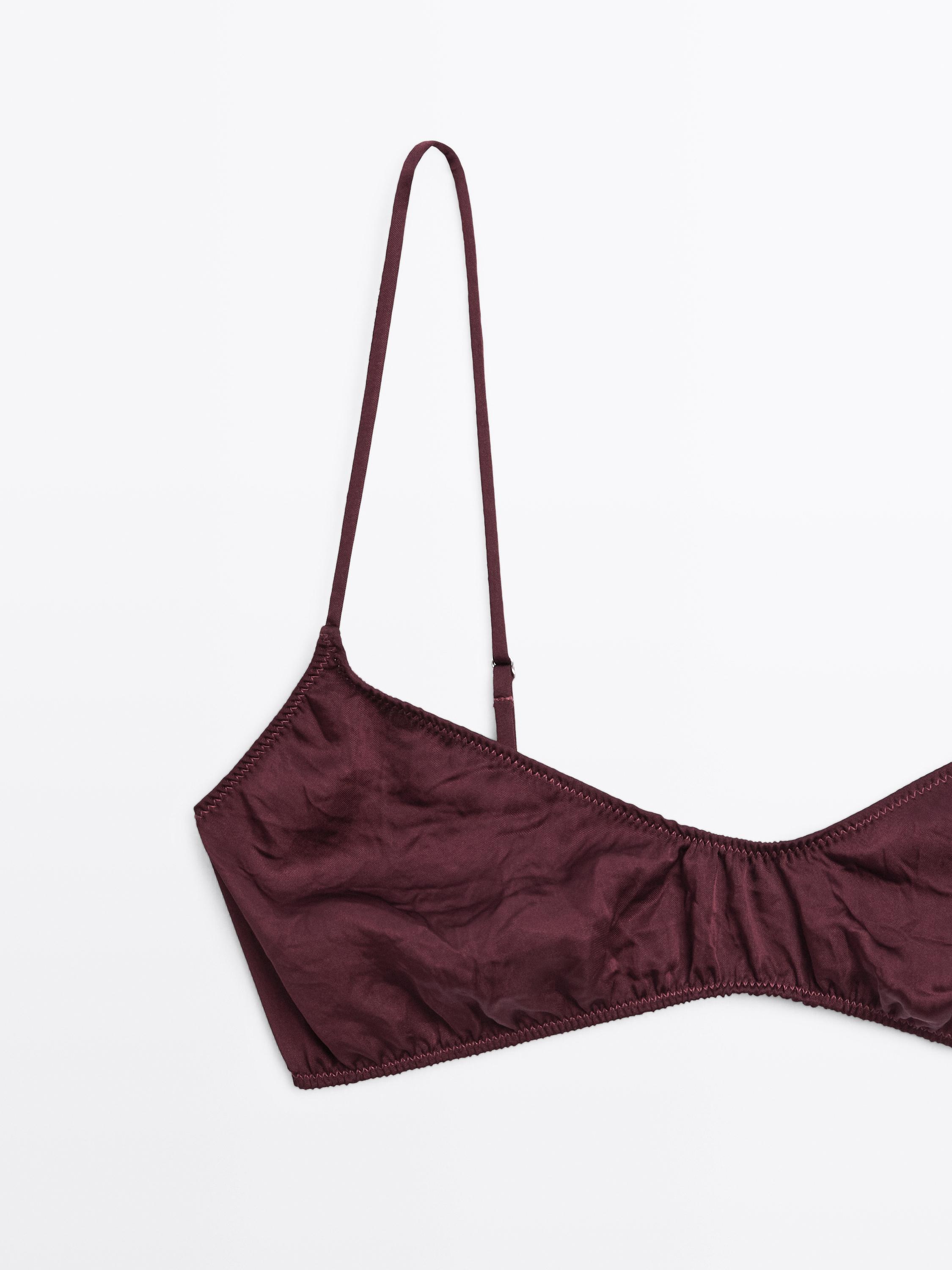 Gathered satin triangle bra - STUDIO