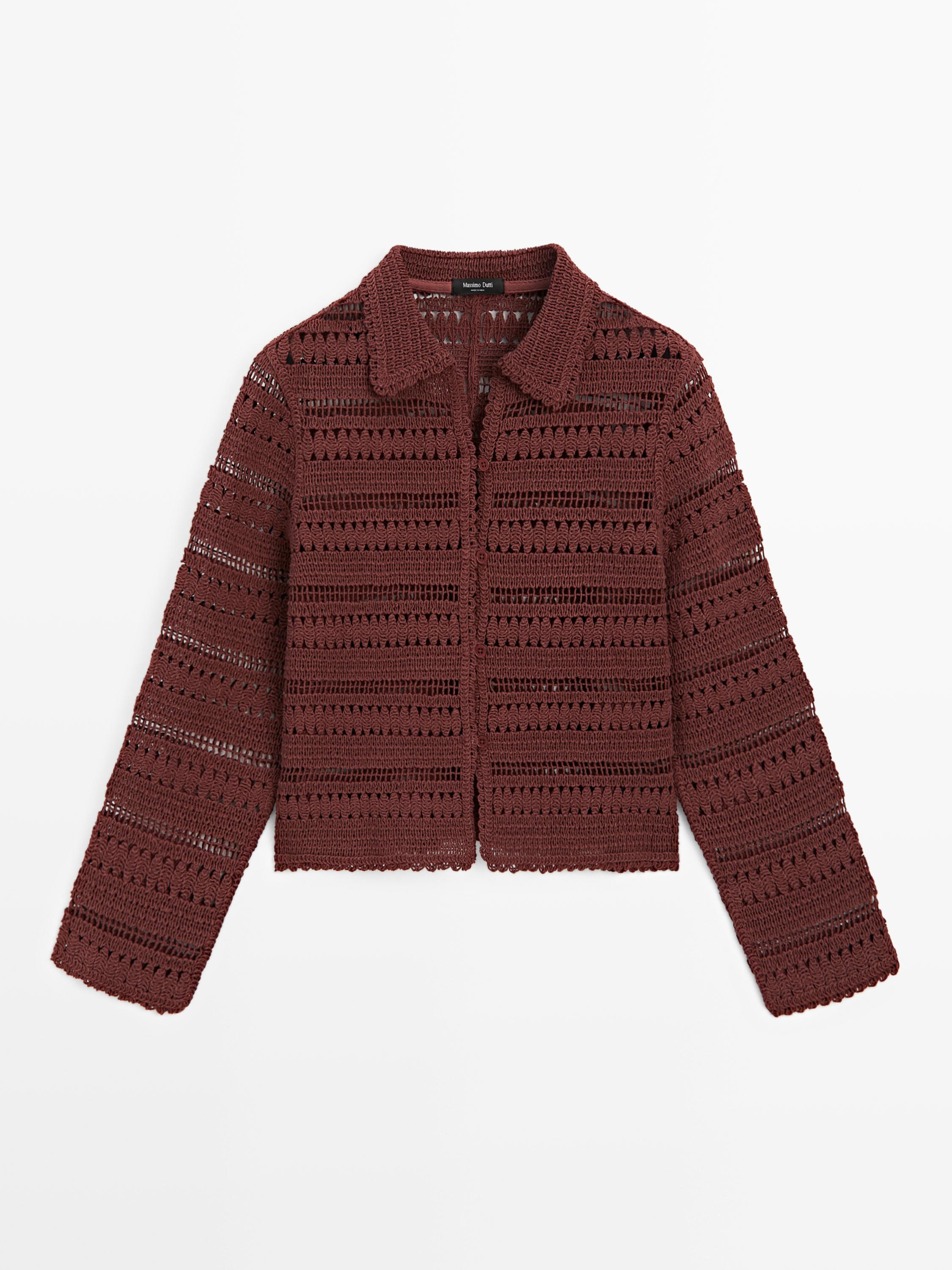 Short cotton crochet jacket