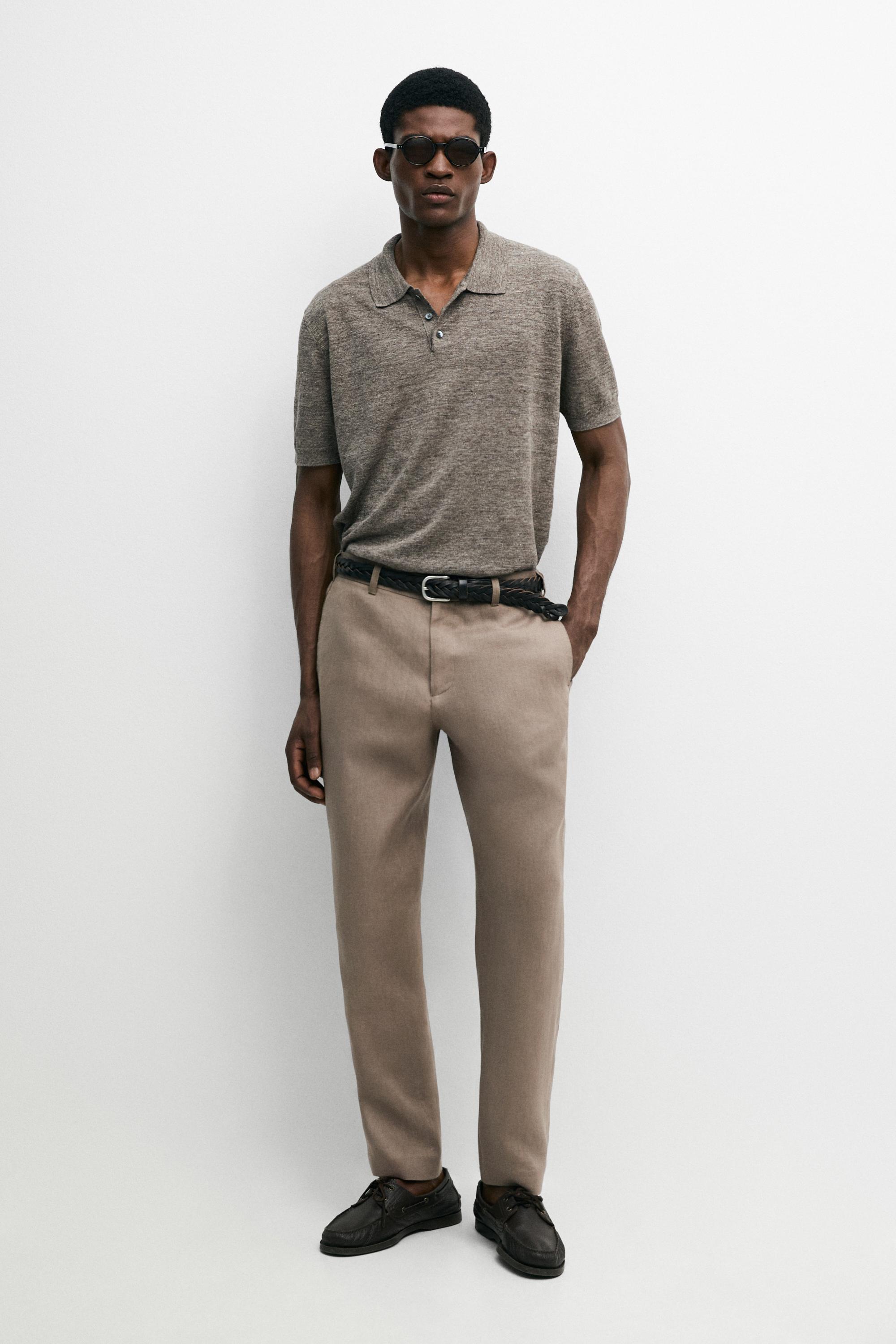 Pantalon tapered fit lin