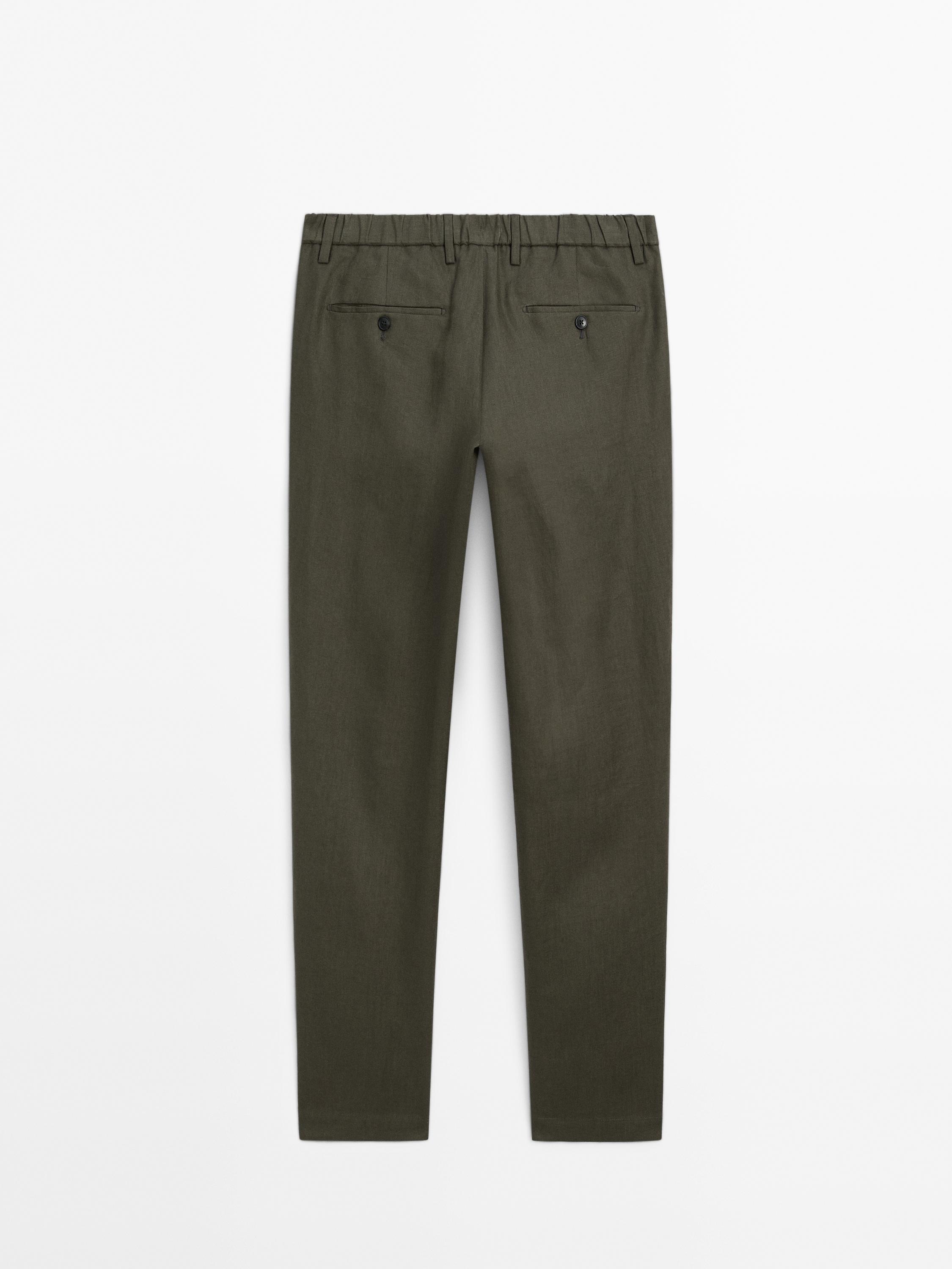 100% linen regular fit trousers