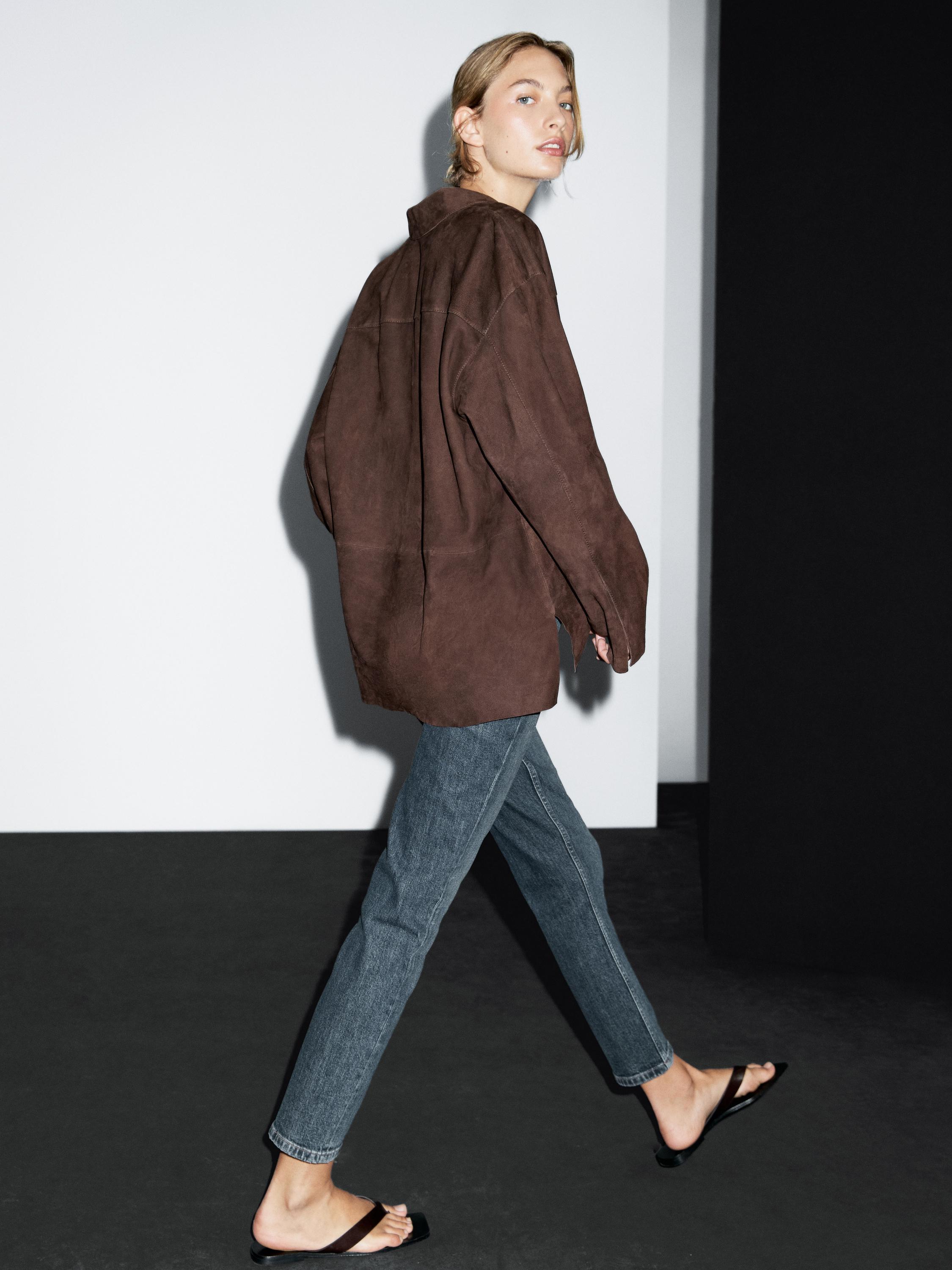 Jeans slim fit cropped tiro medio