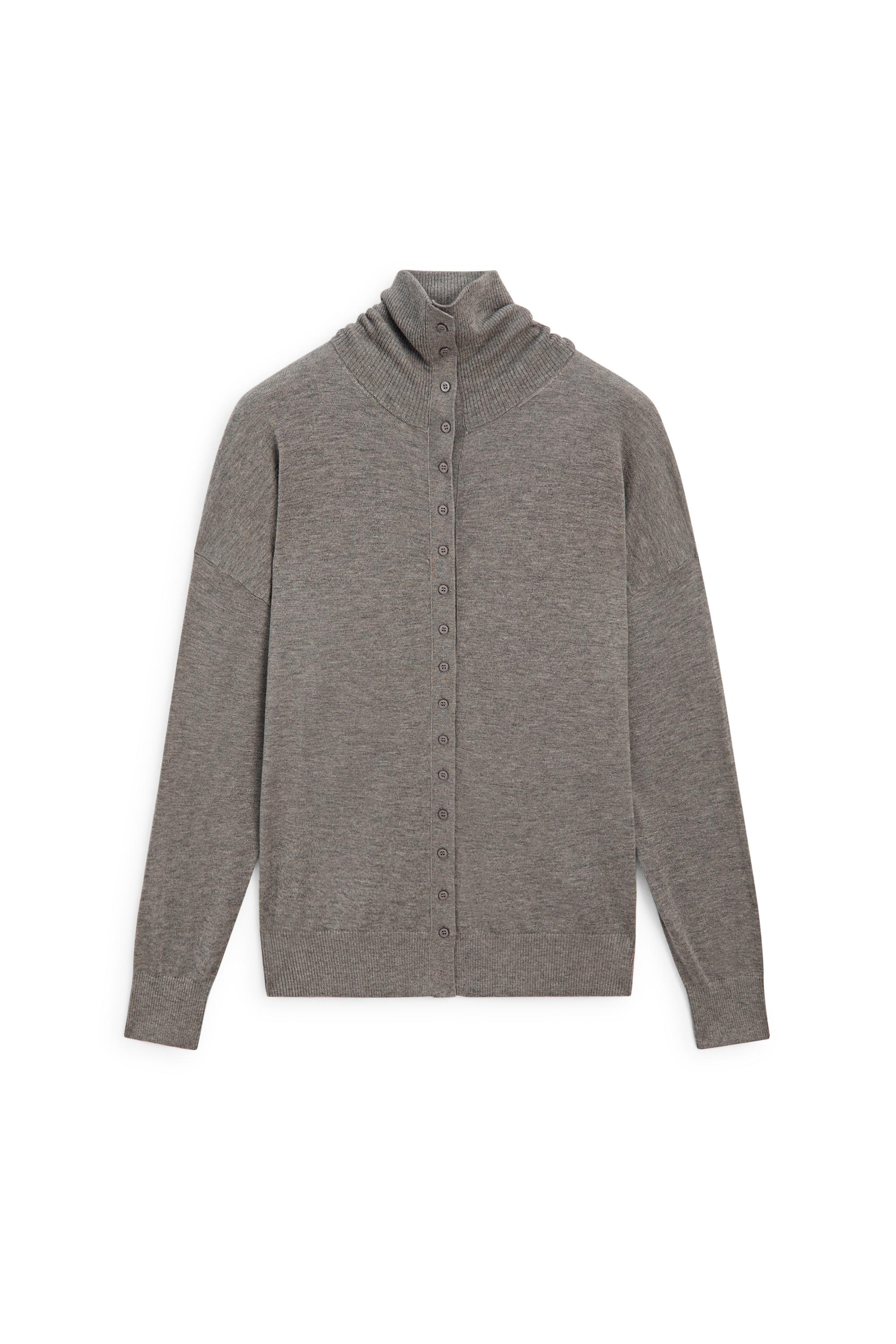 Turtleneck cardigan with button detail — GREY