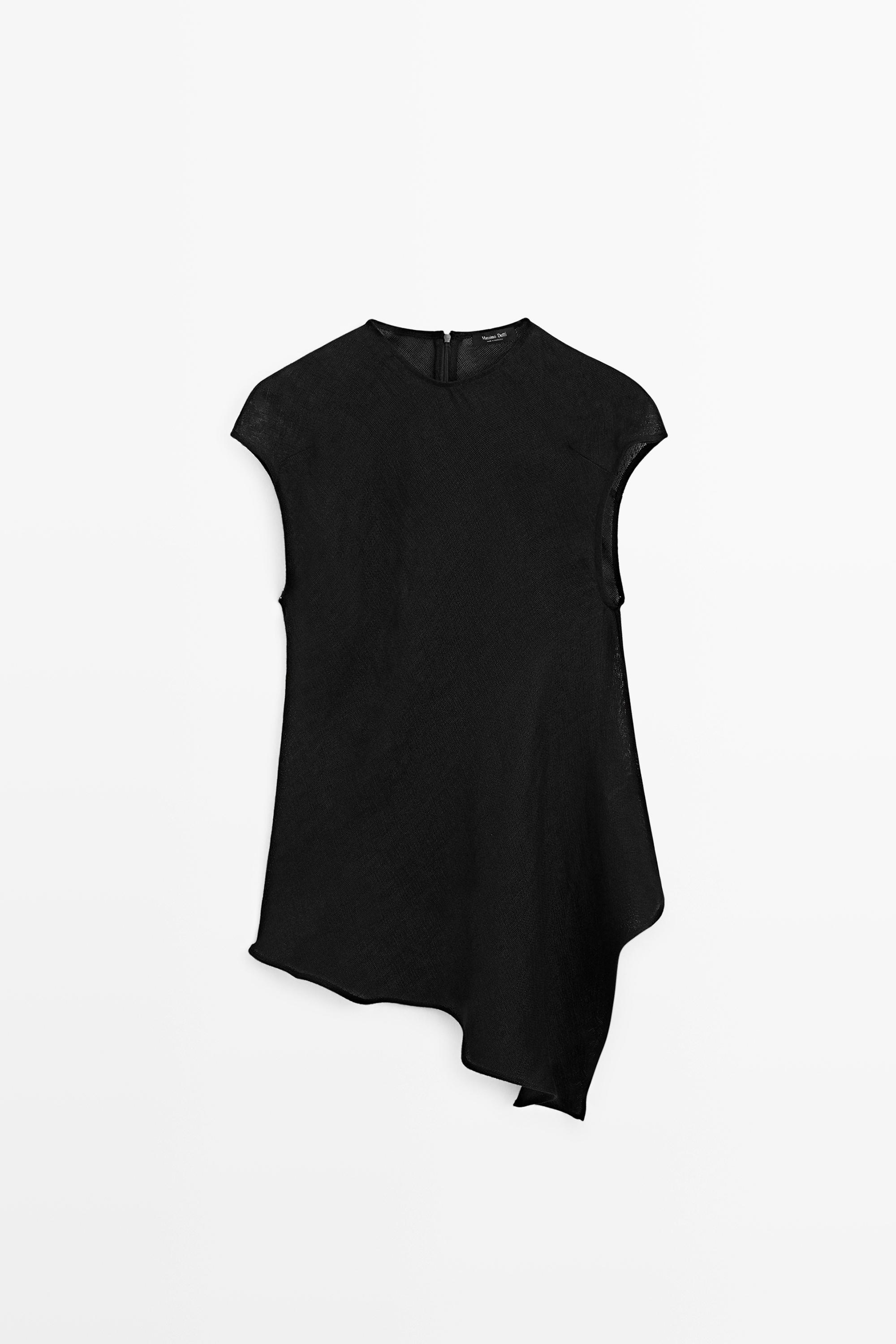 Fließendes, asymmetrisches Leinen-Top