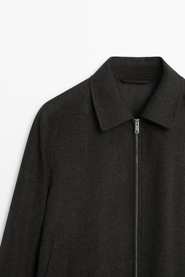 Wool-blend flannel bomber, total look — BROWN 4
