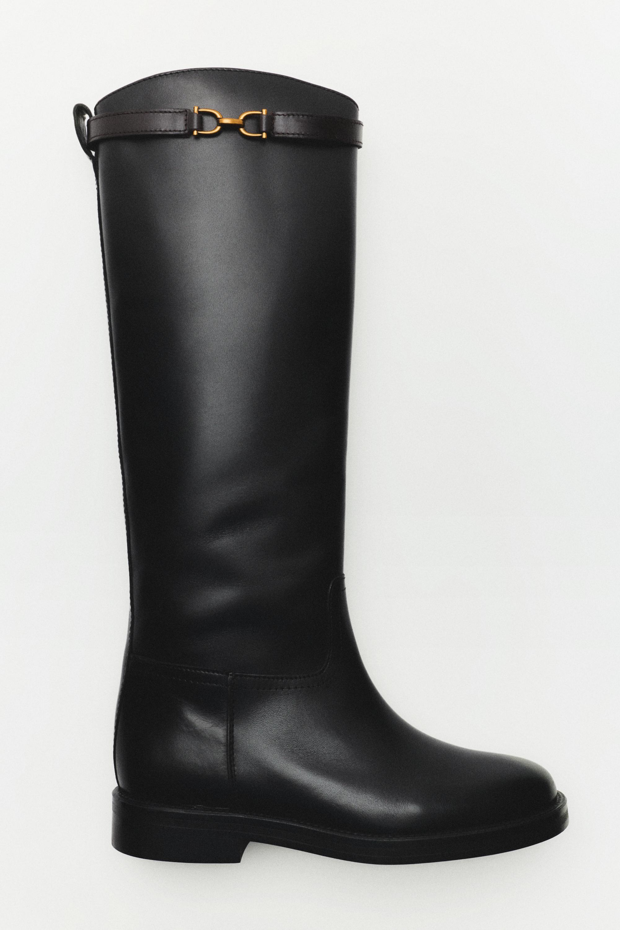 Leather riding boots — BLACK
