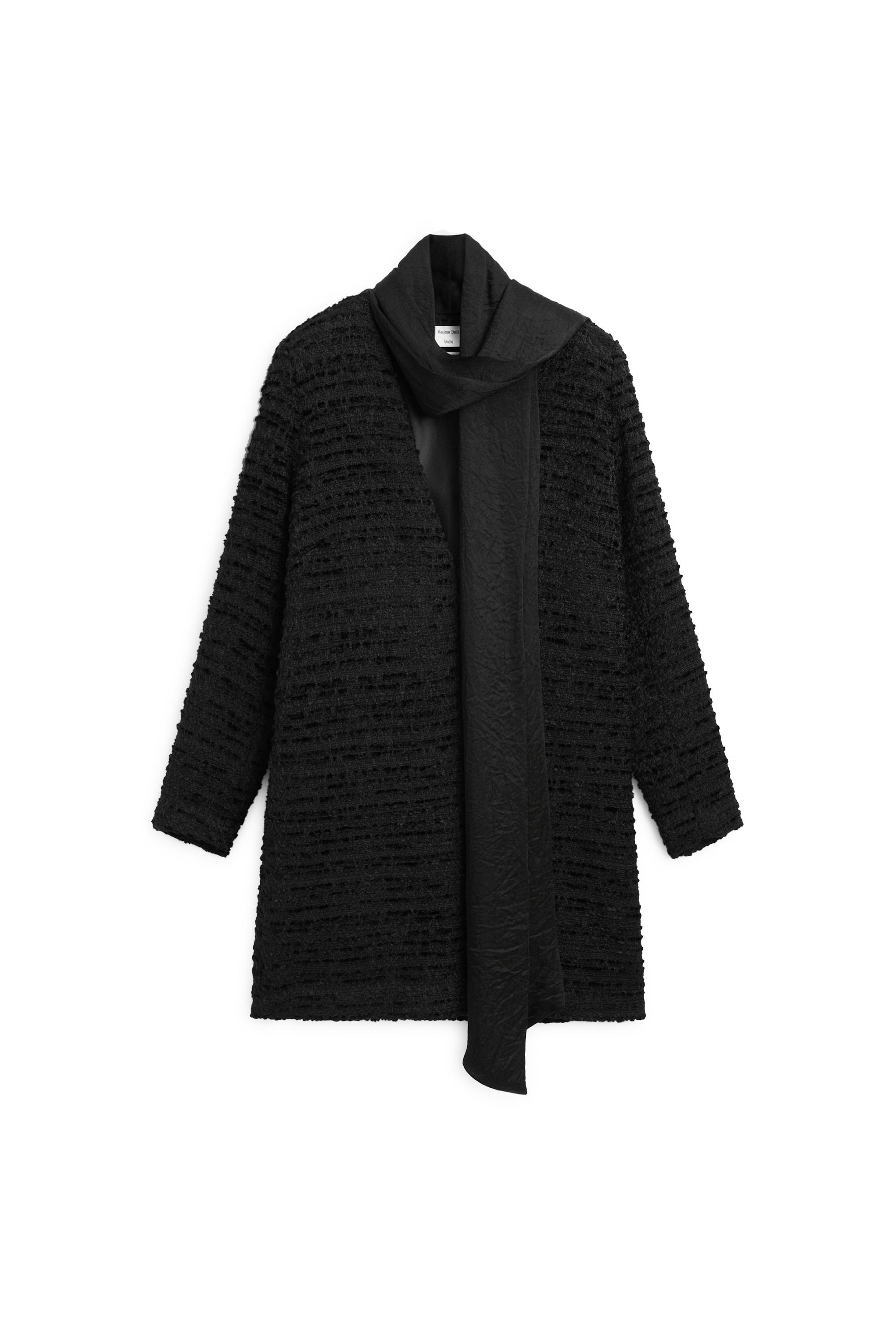 Short V-neckline dress with tie detail - STUDIO — BLACK