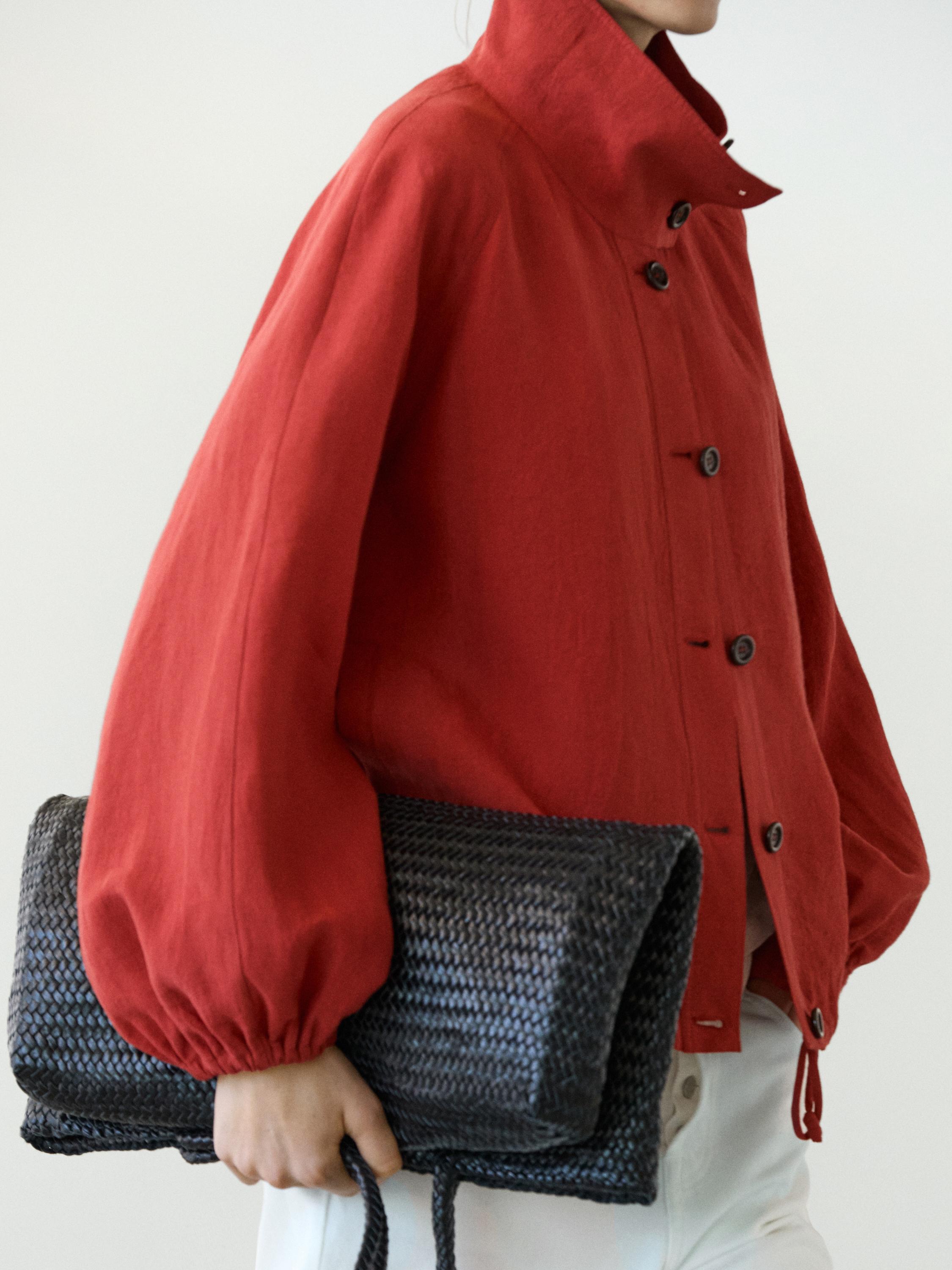 亞麻泡泡袖飛行員外套