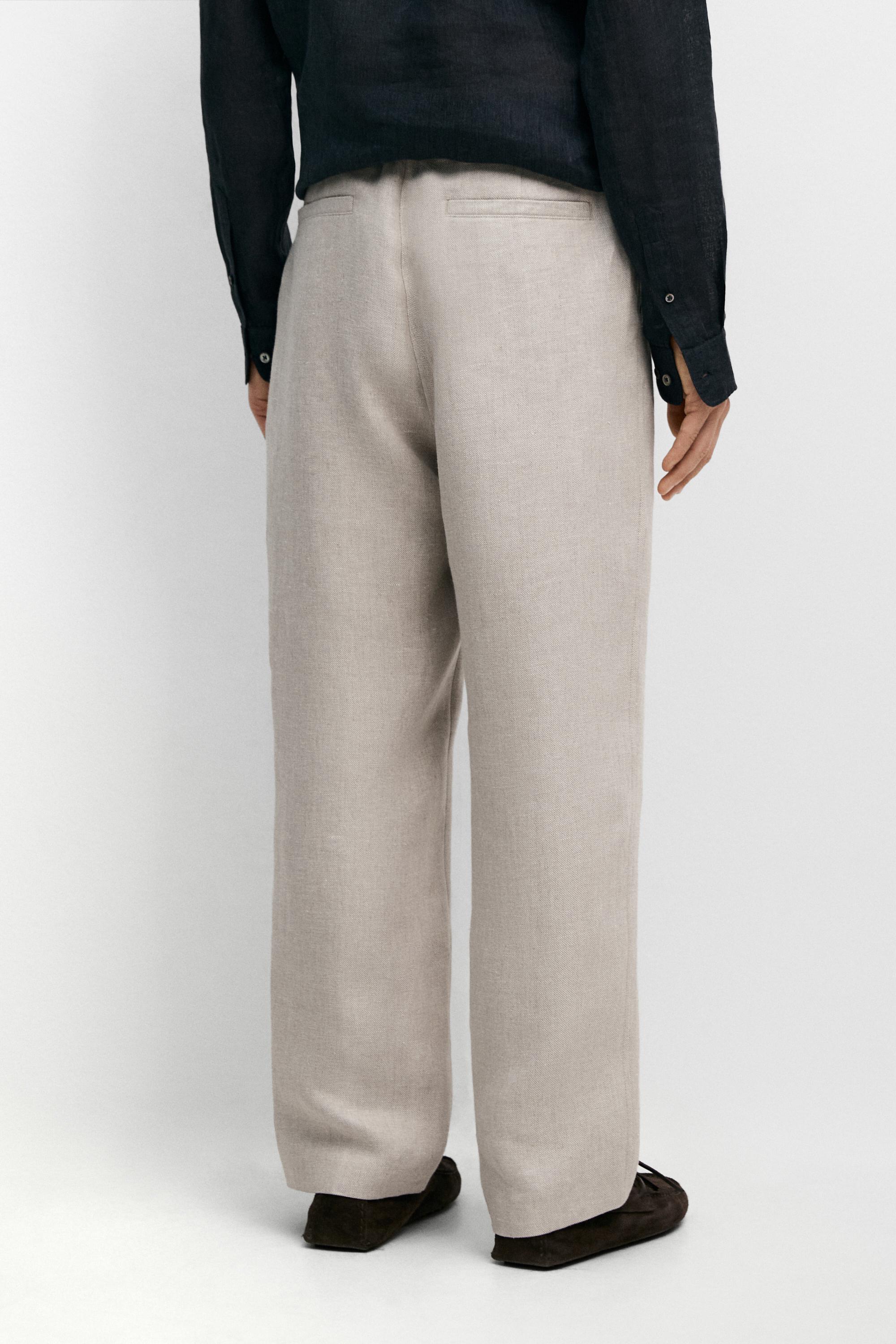 100% linen textured co-ord pants — CREAM