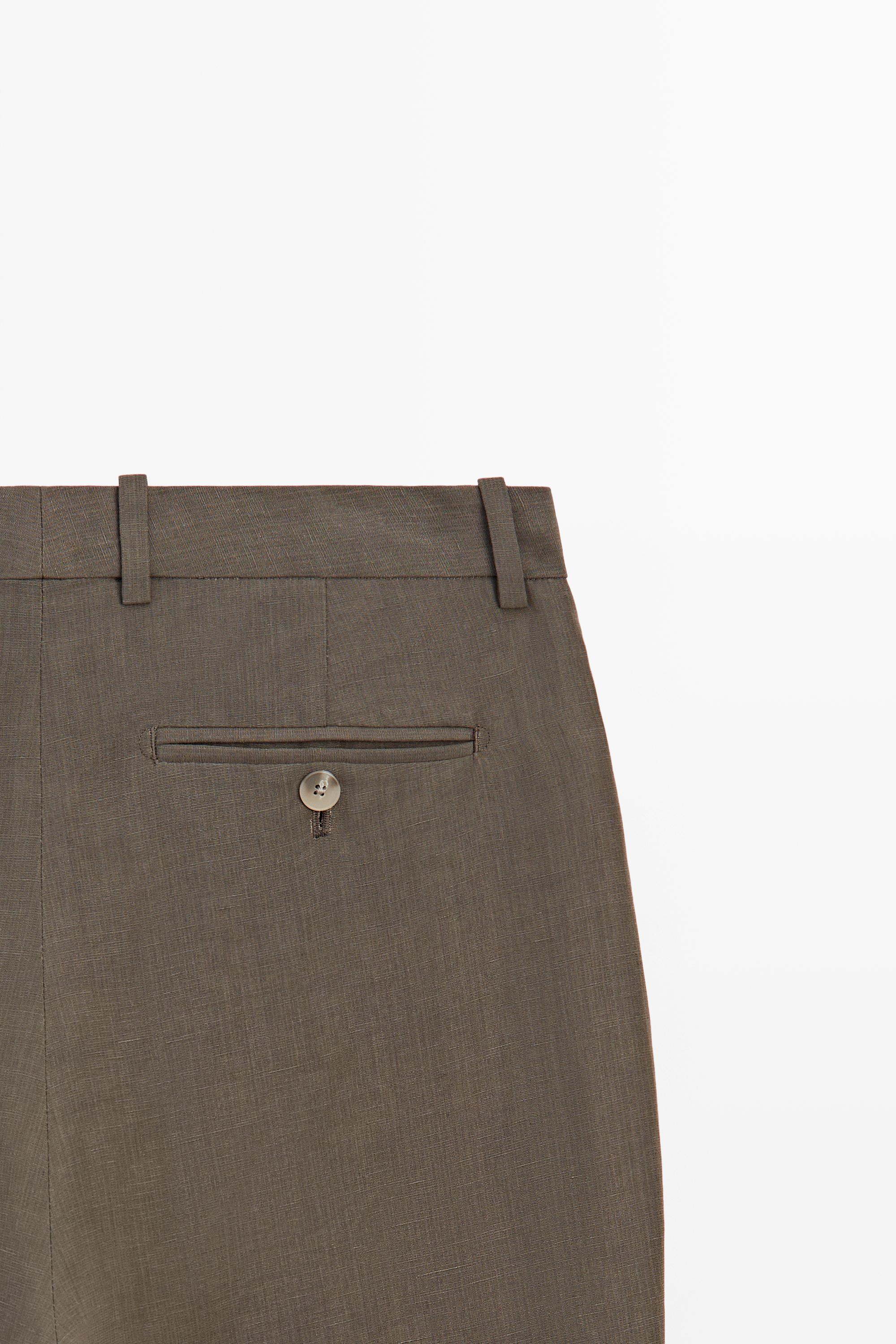 Linen-blend tailored pants - STUDIO — BROWN