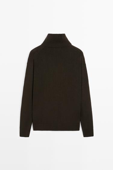 100% cotton mock neck knit sweater — BROWN MARL 6