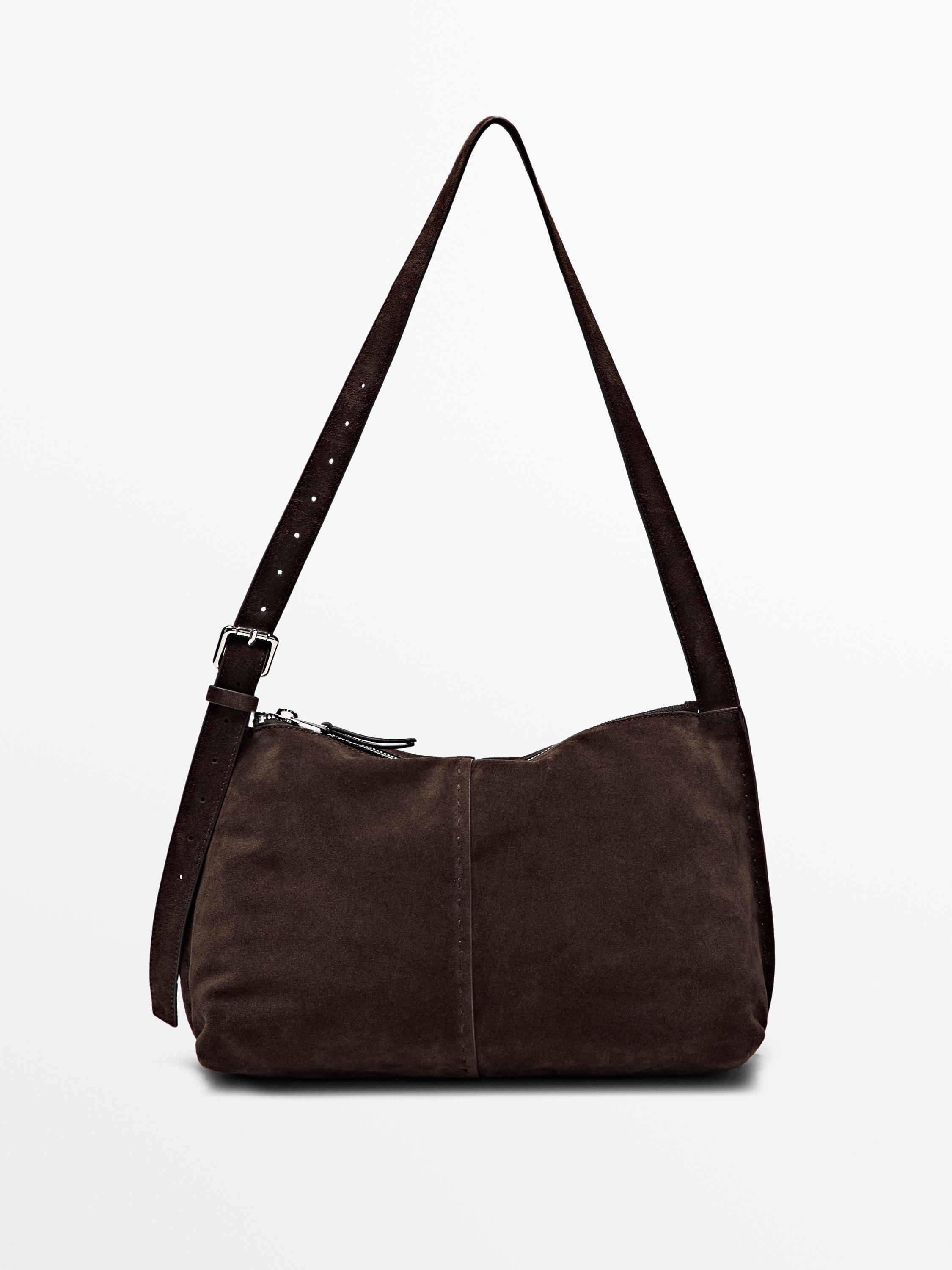 Suede leather shoulder bag