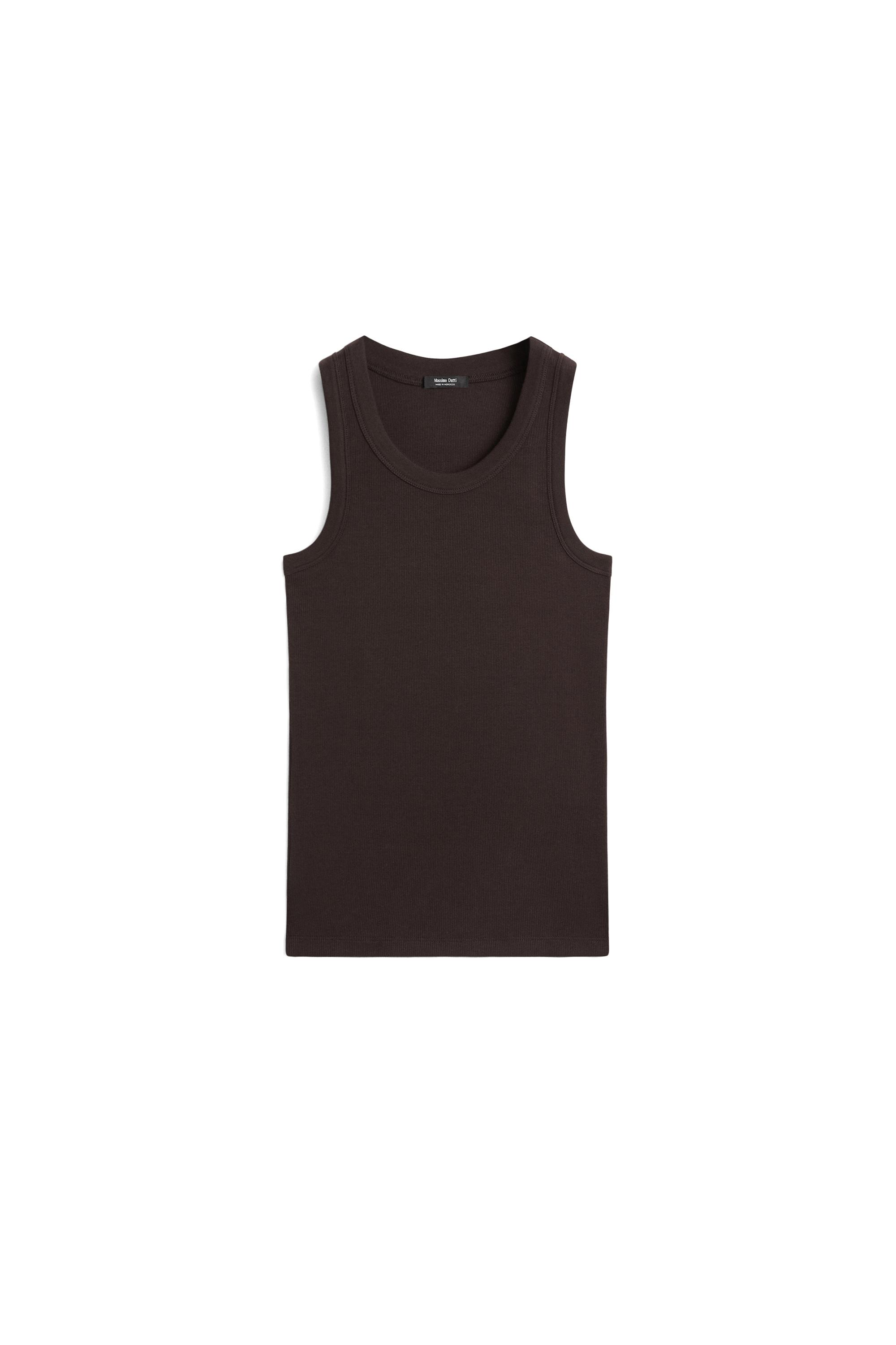 Cotton blend halter top — BROWN