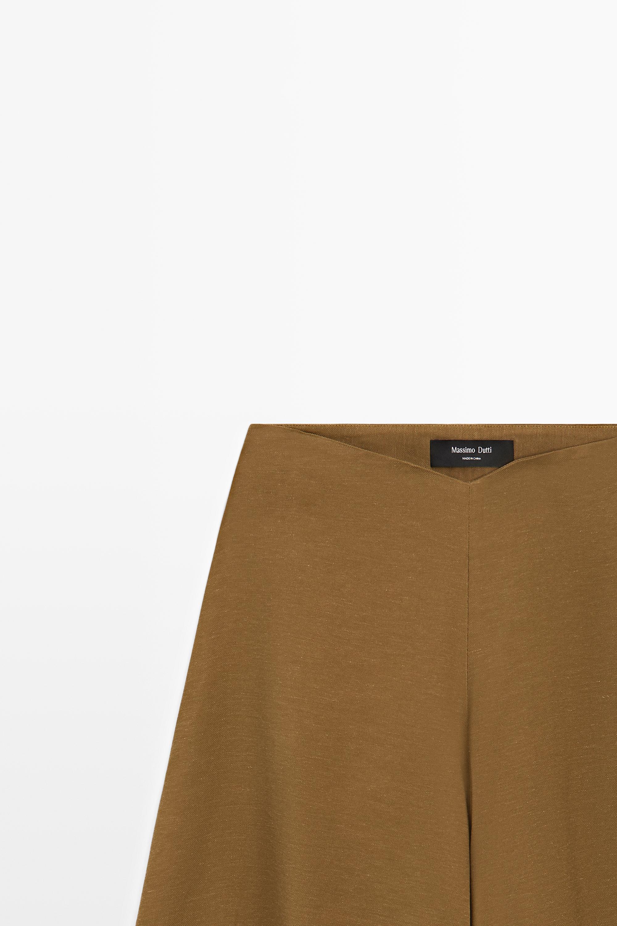 Flowing fabric wide-leg trousers — MOSS GREEN