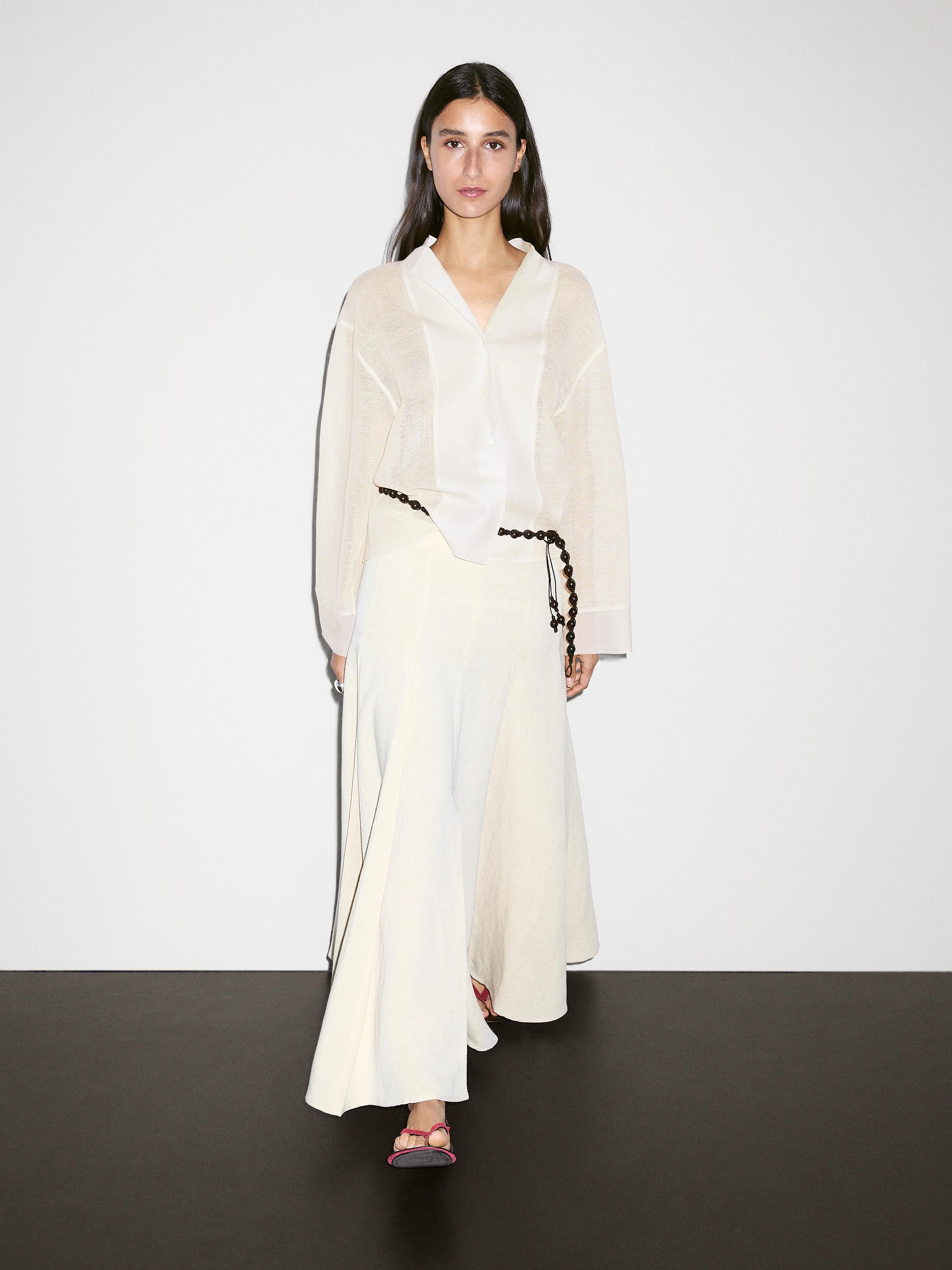 Cotton blend blouse with fabric detail