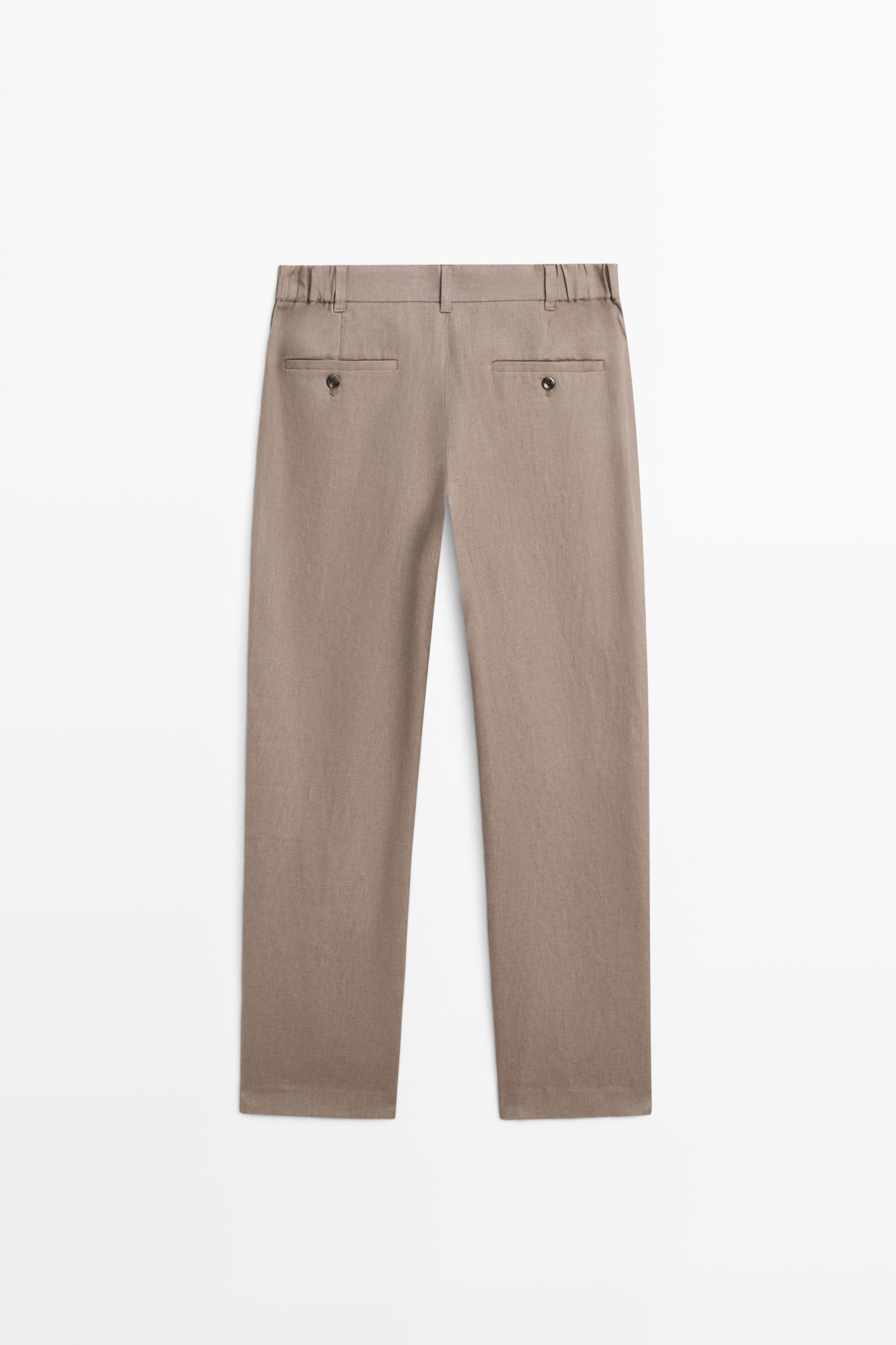 Tapered fit linen pants — MINK