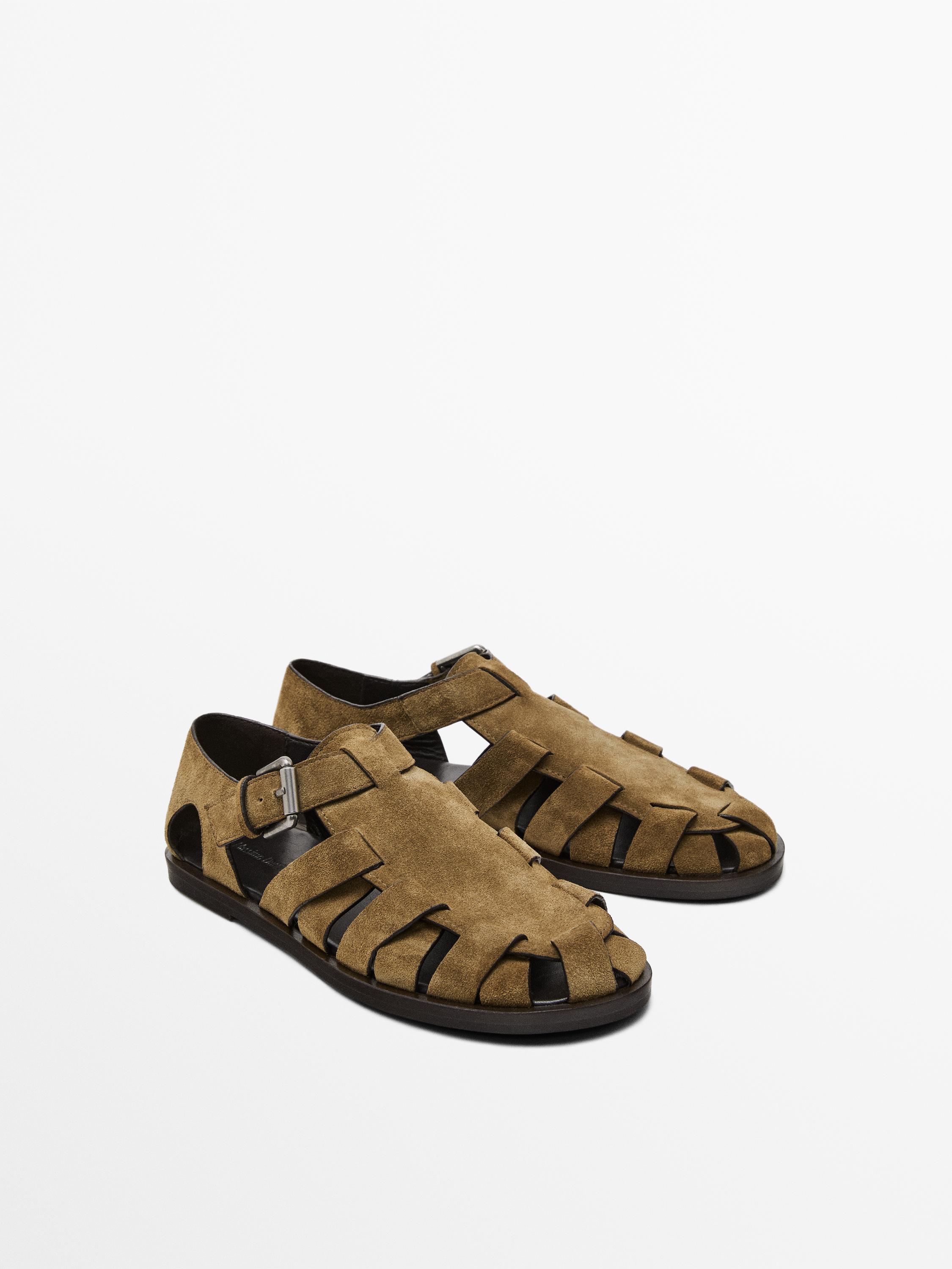 Split leather cage sandals