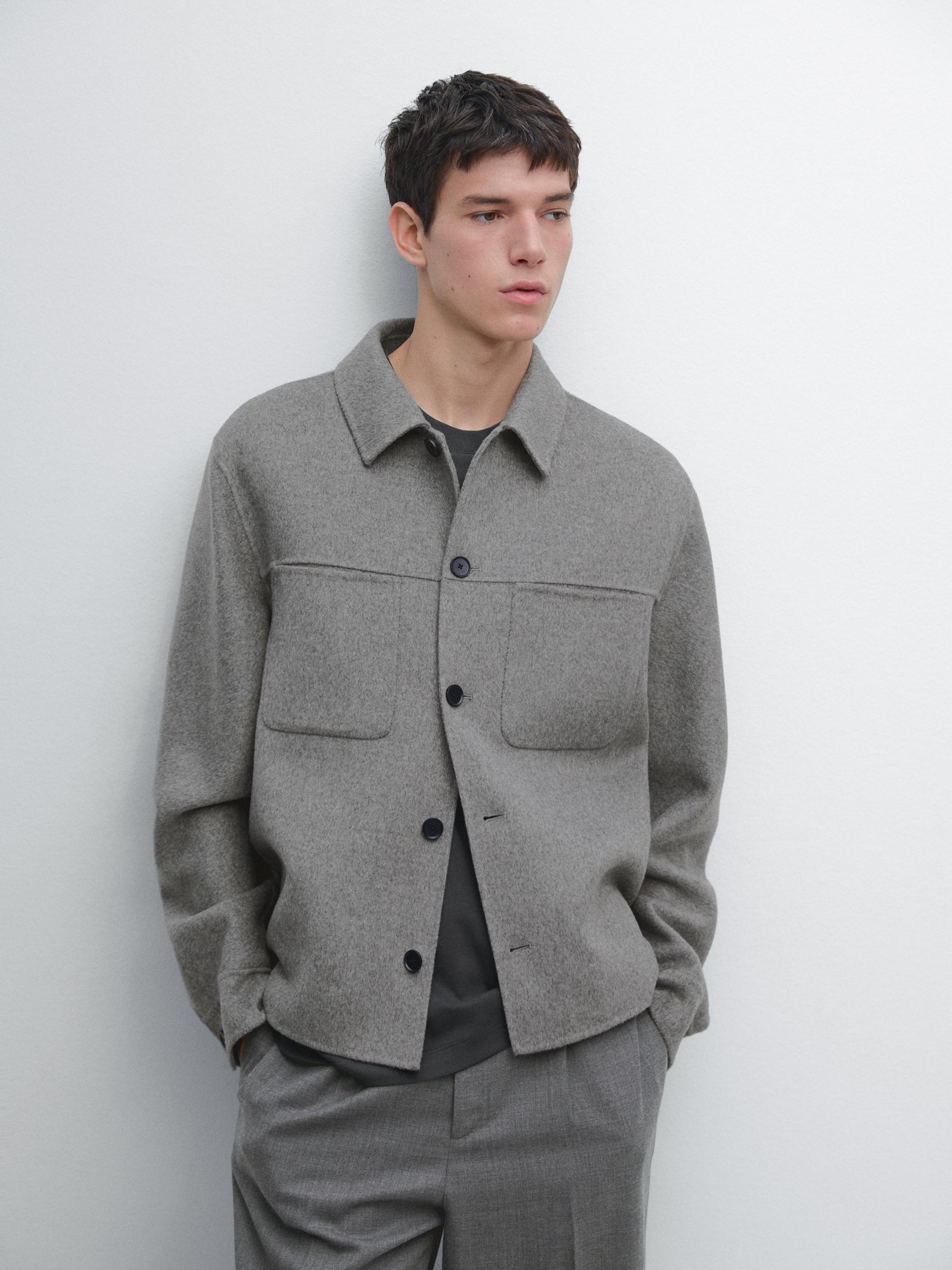 Sobrecamisa bolsillos mezcla lana