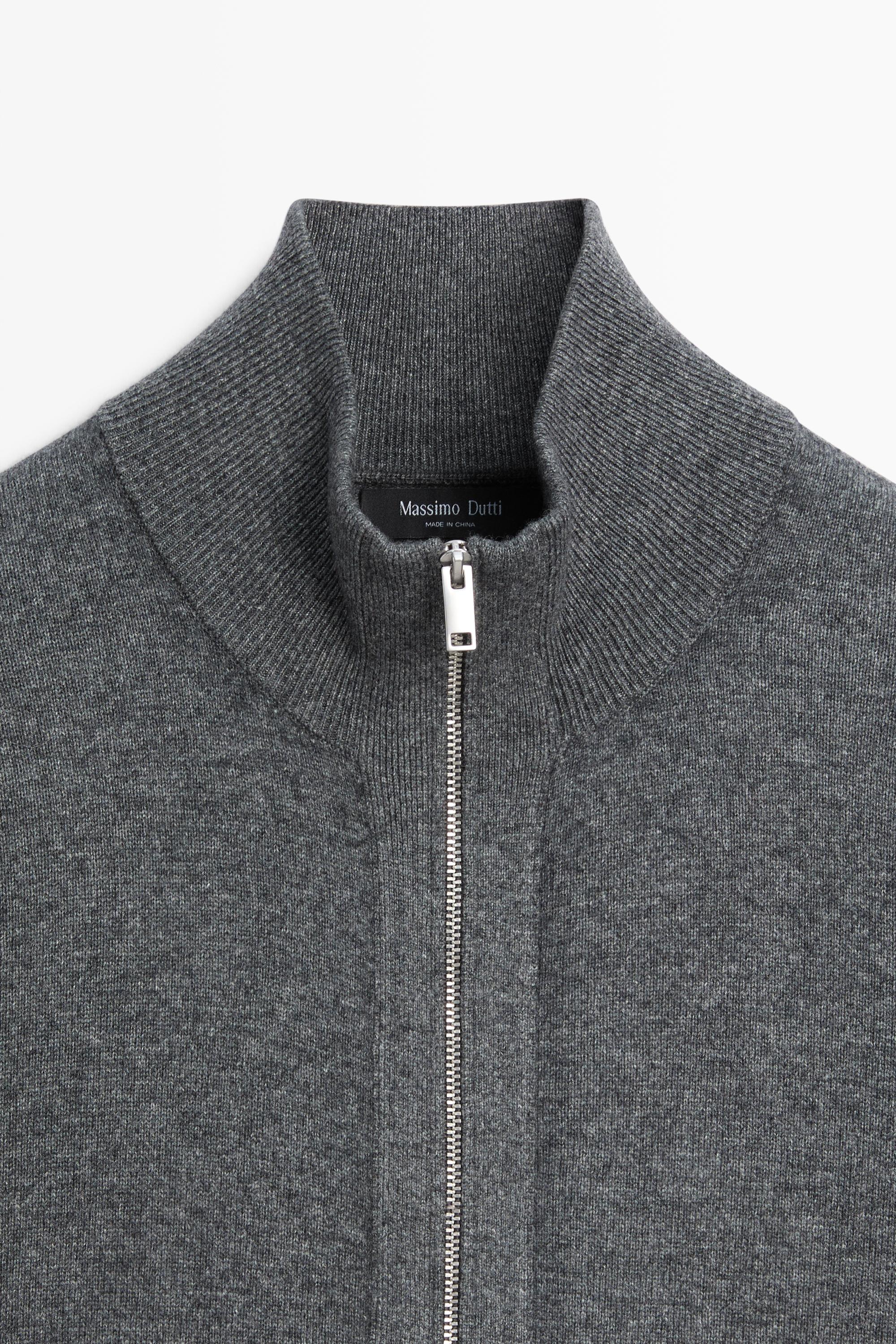 Wool blend cardigan with zip detail — Medium Grey