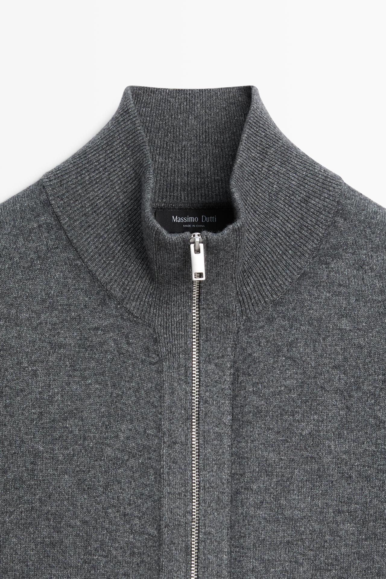 Wool blend cardigan with zip detail — Medium Grey