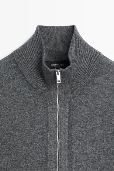 Wool blend cardigan with zip detail — Medium Grey 9