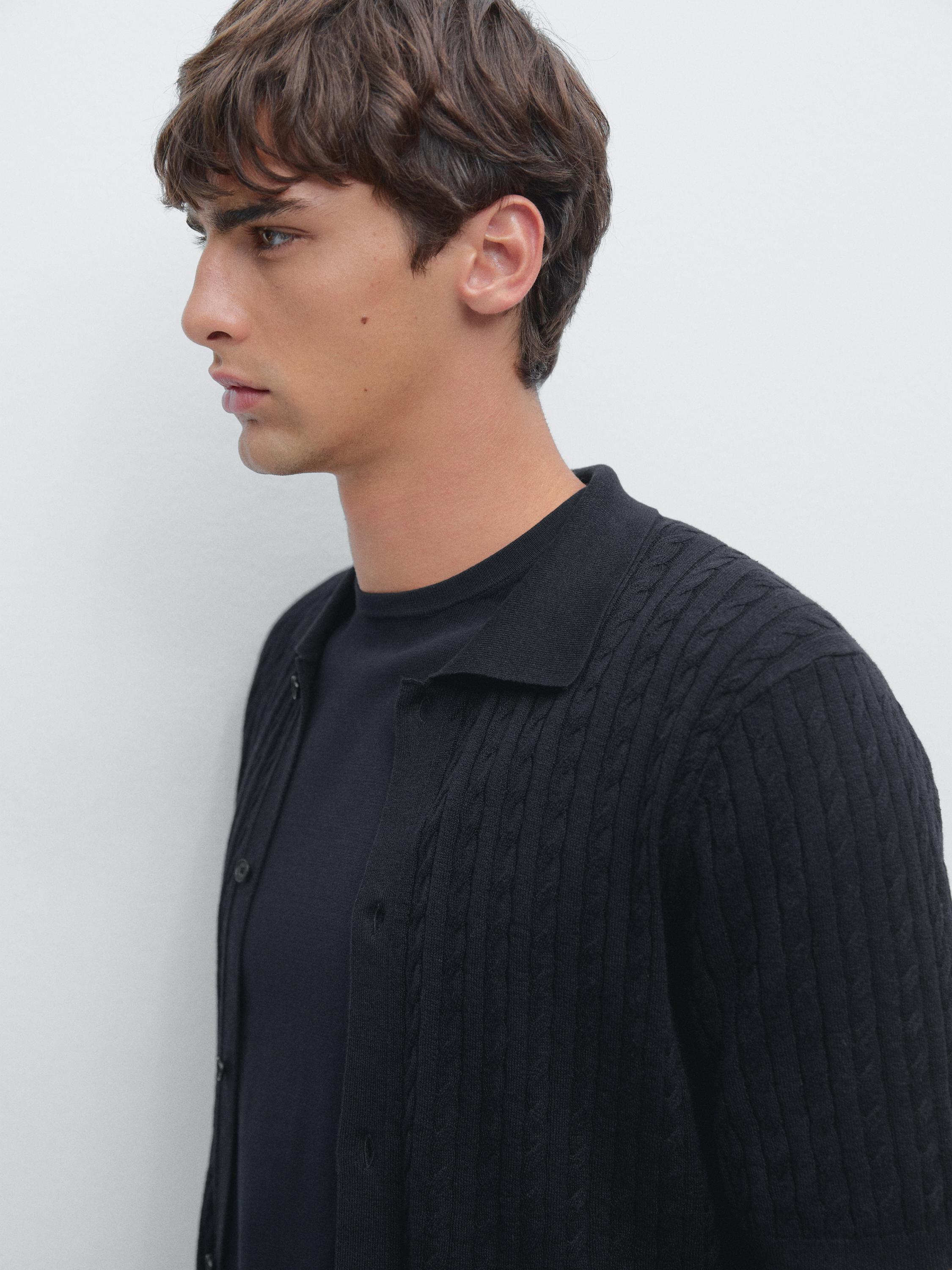 Cable-knit overshirt