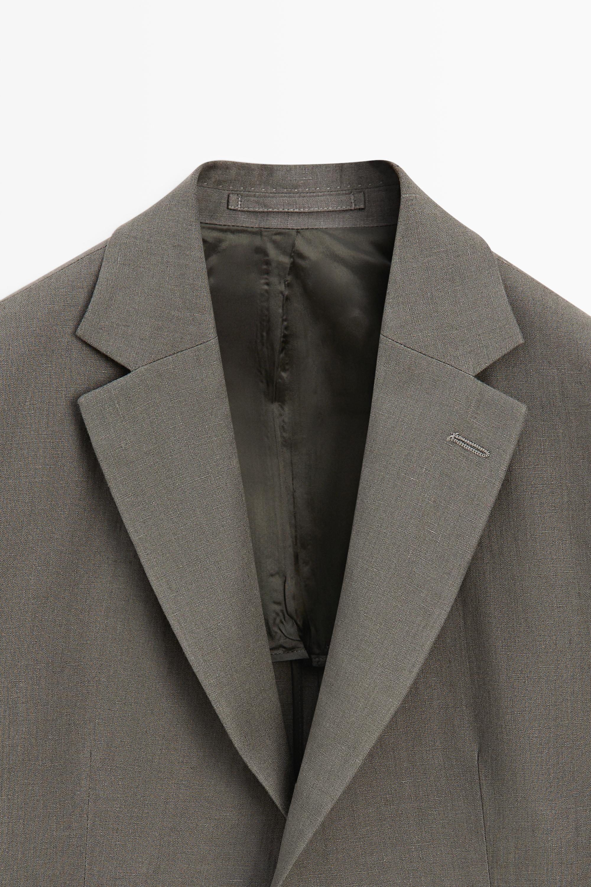 100% linen suit blazer — DARK GREEN