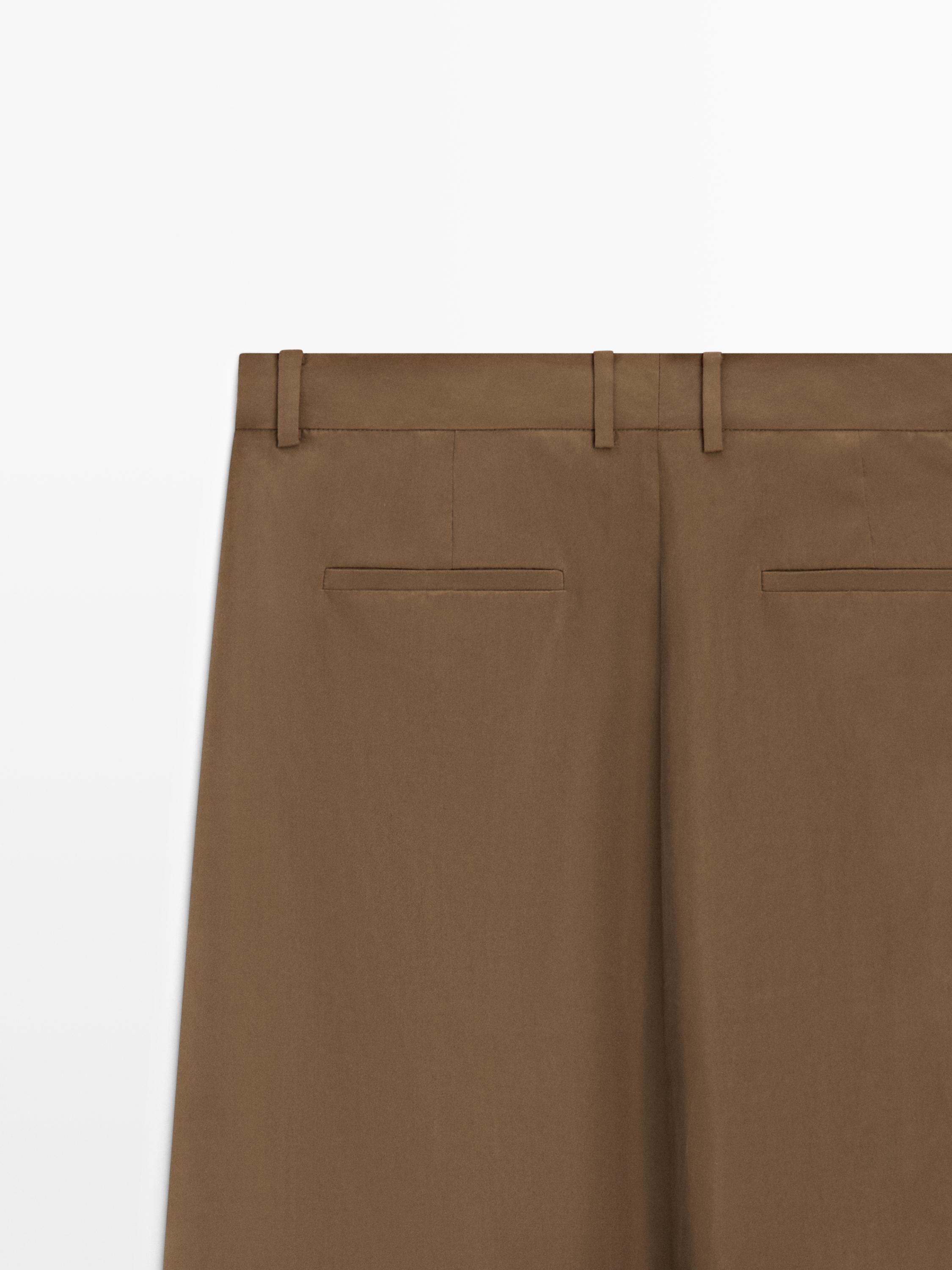 100% silk midi skirt with gathered details - STUDIO — Caramel