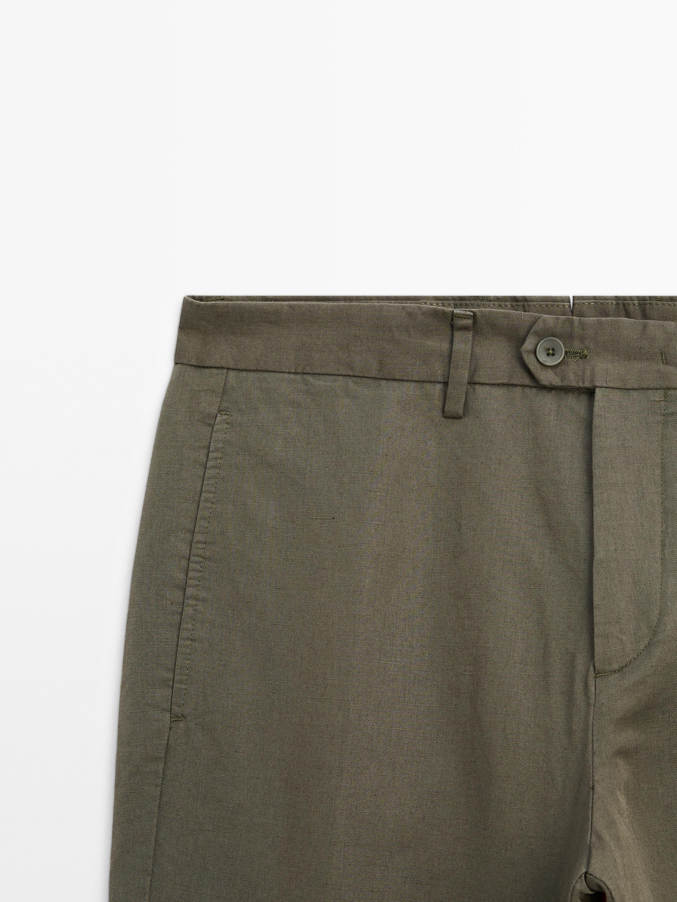 Cotton blend tapered fit trousers
