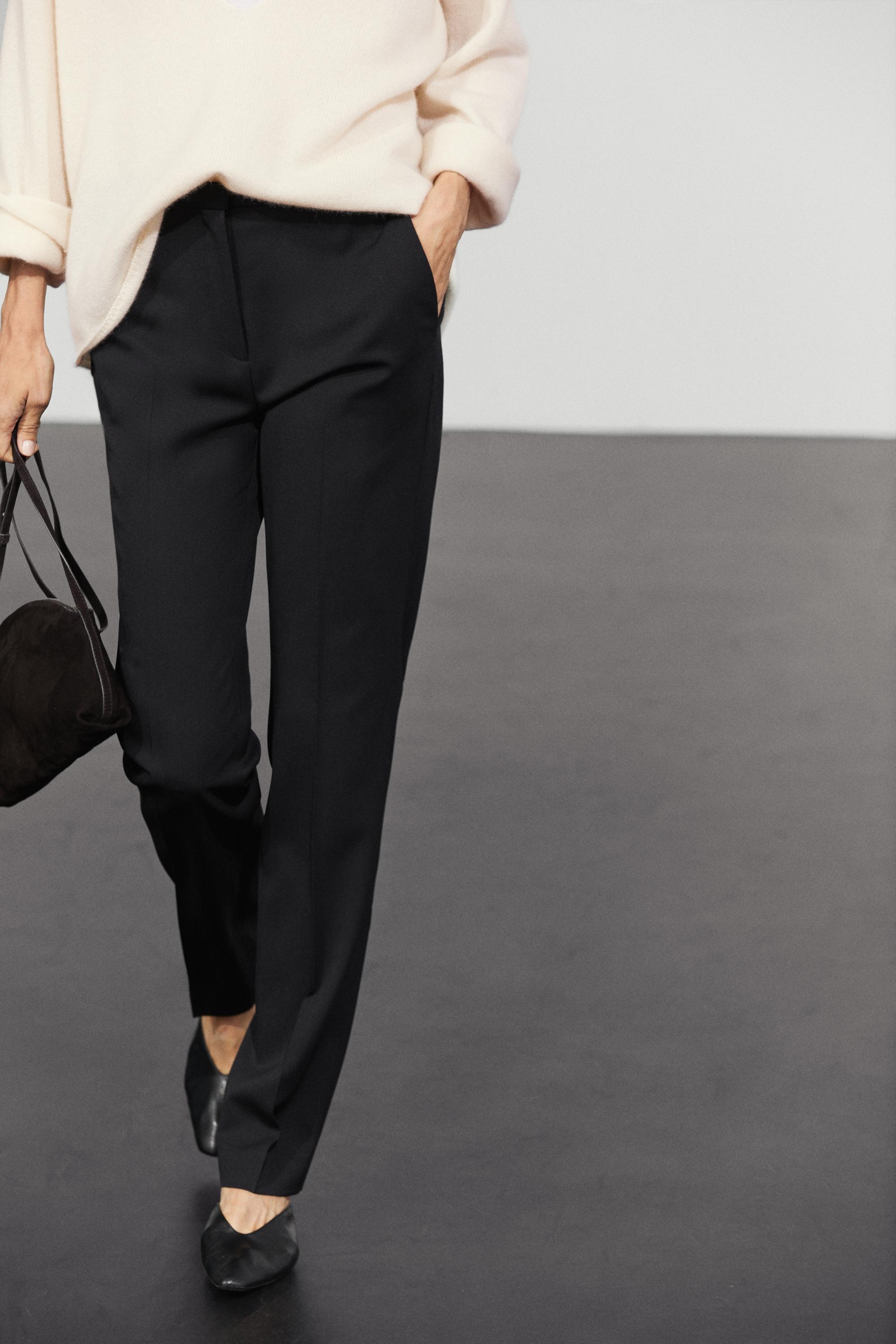 Wool blend waistband trousers