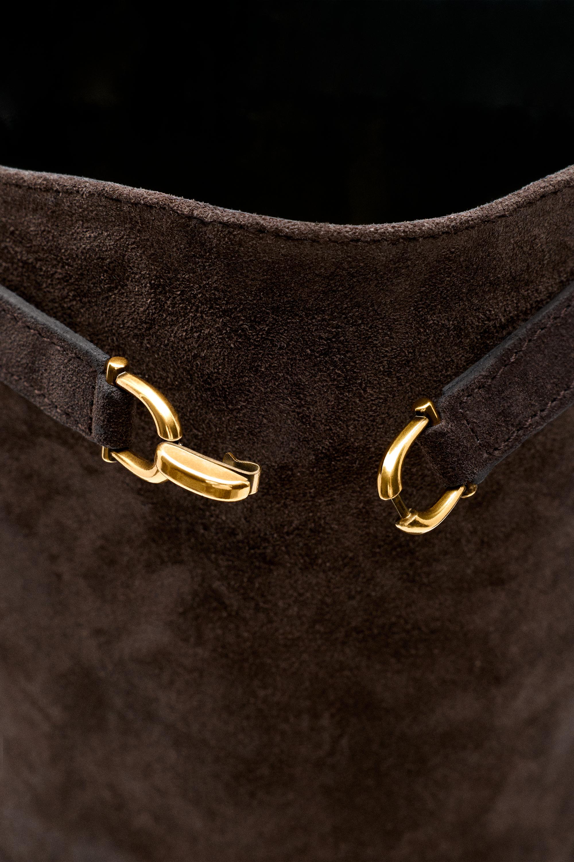 Split suede leather equestrian boot — BROWN