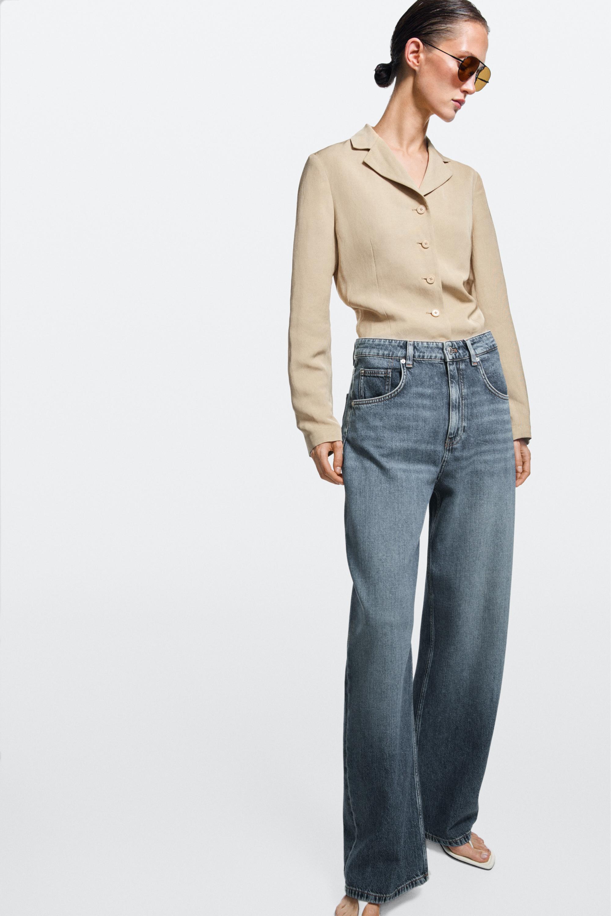 Mid-waist barrel fit jeans — MEDIUM BLUE