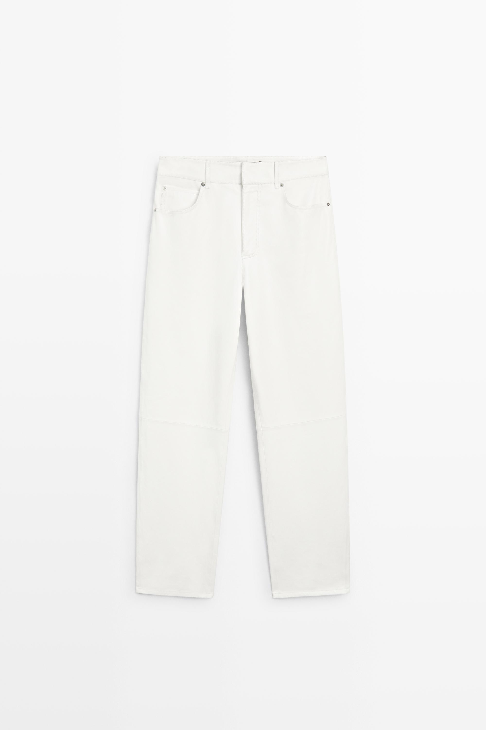 Straight-leg leather pants — WHITE