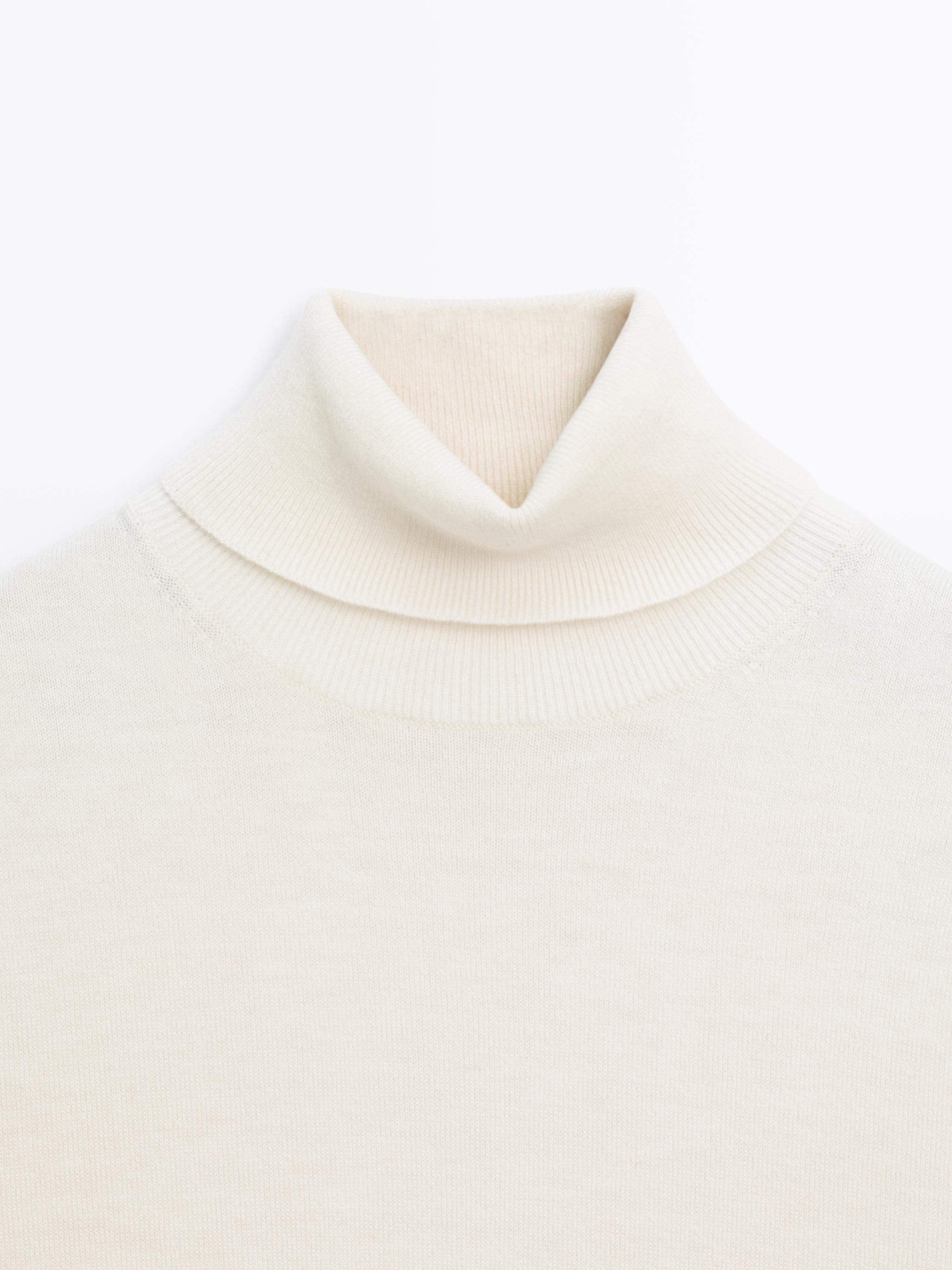 High neck wool blend sweater