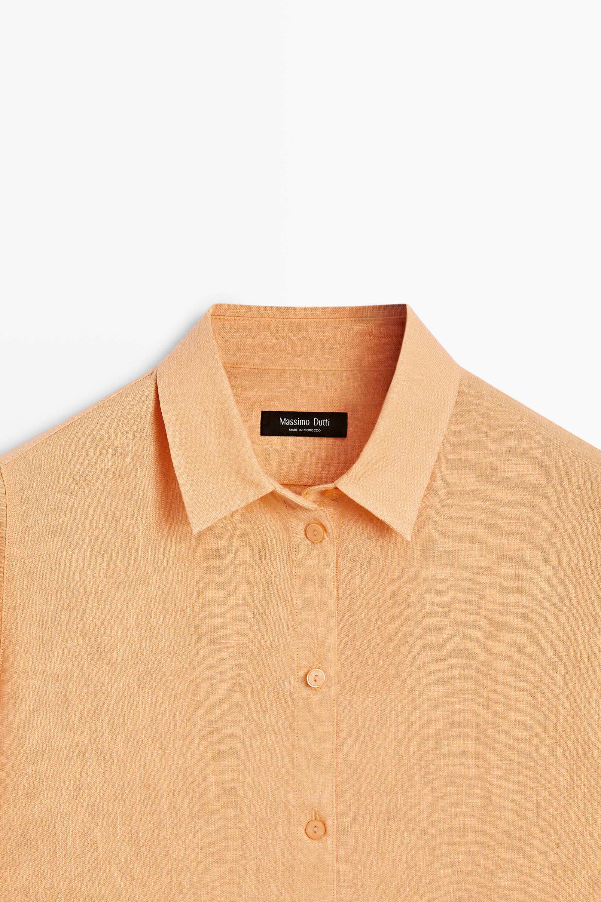 Flowing 100% linen shirt — TANGERINE