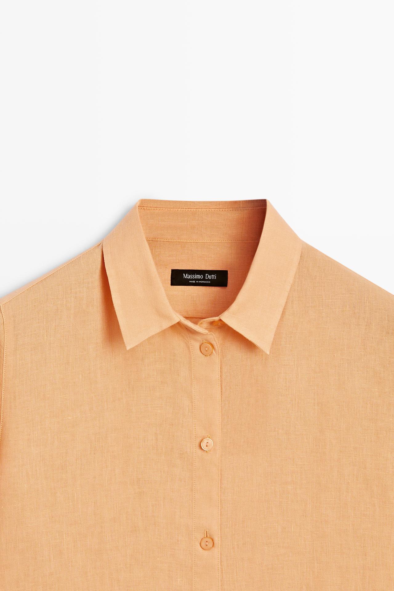 Flowing 100% linen shirt — TANGERINE
