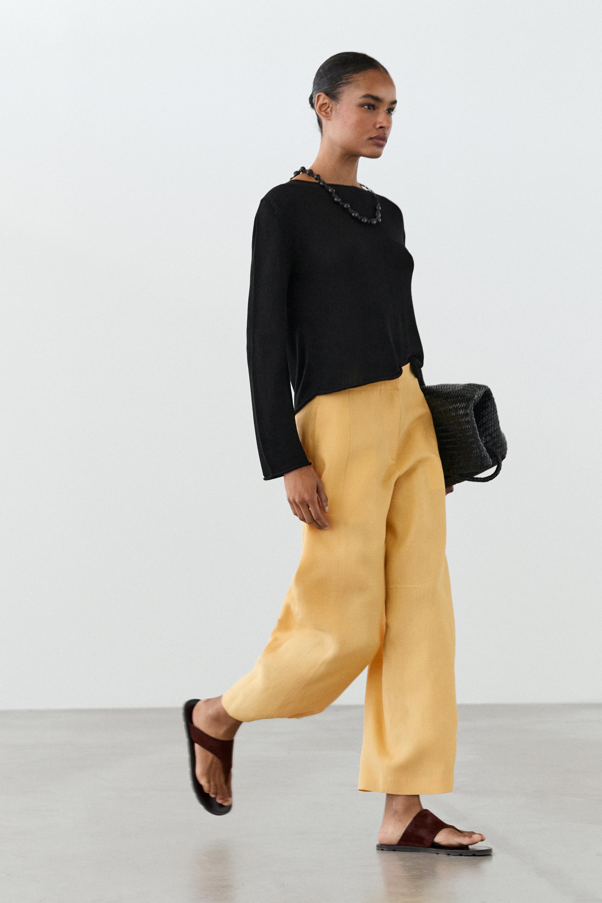 Linen barrel fit pants — YELLOW