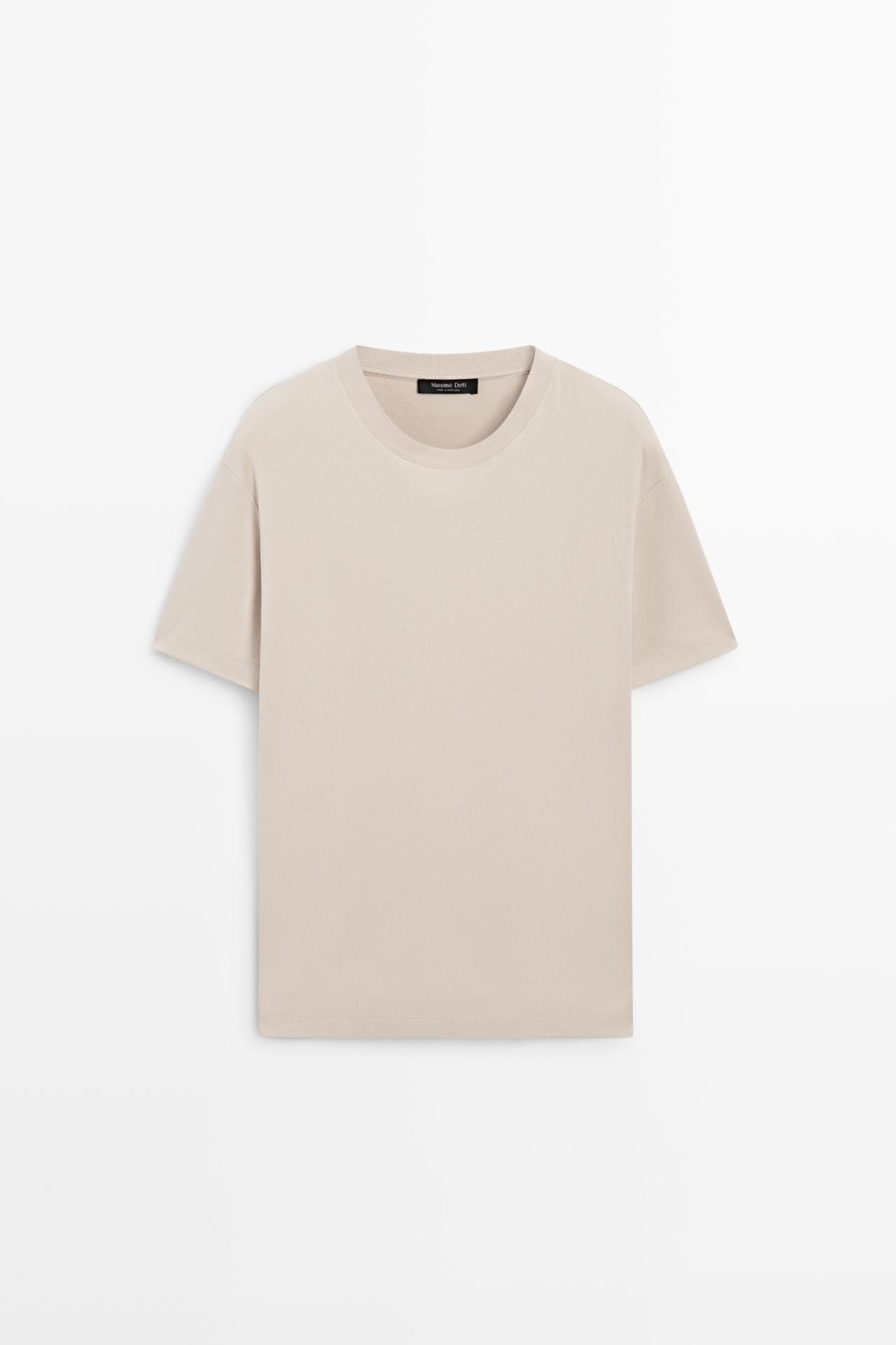 100% cotton interlock short sleeve T-shirt — Light Beige