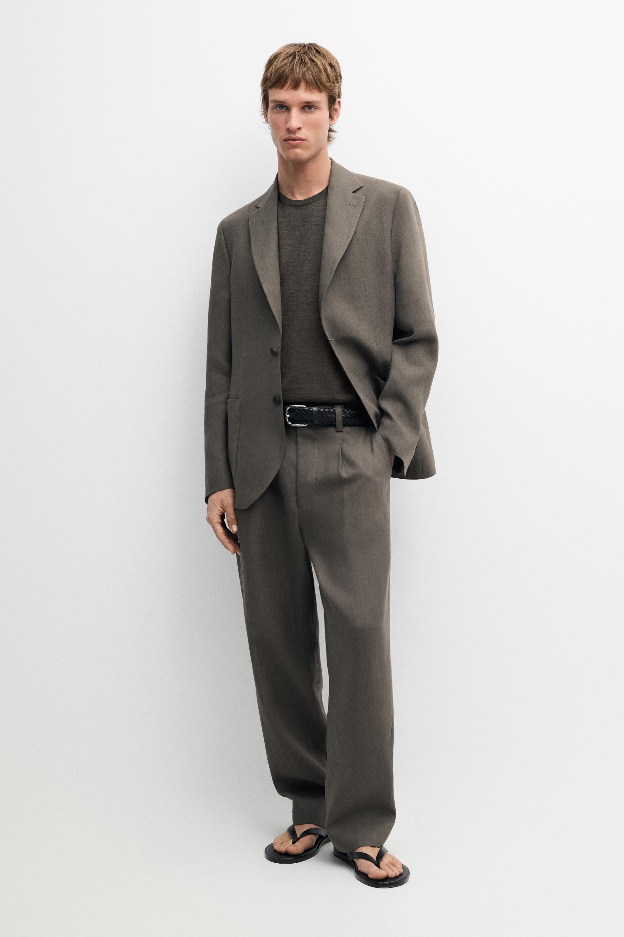 Linen suit trousers — DARK GREEN