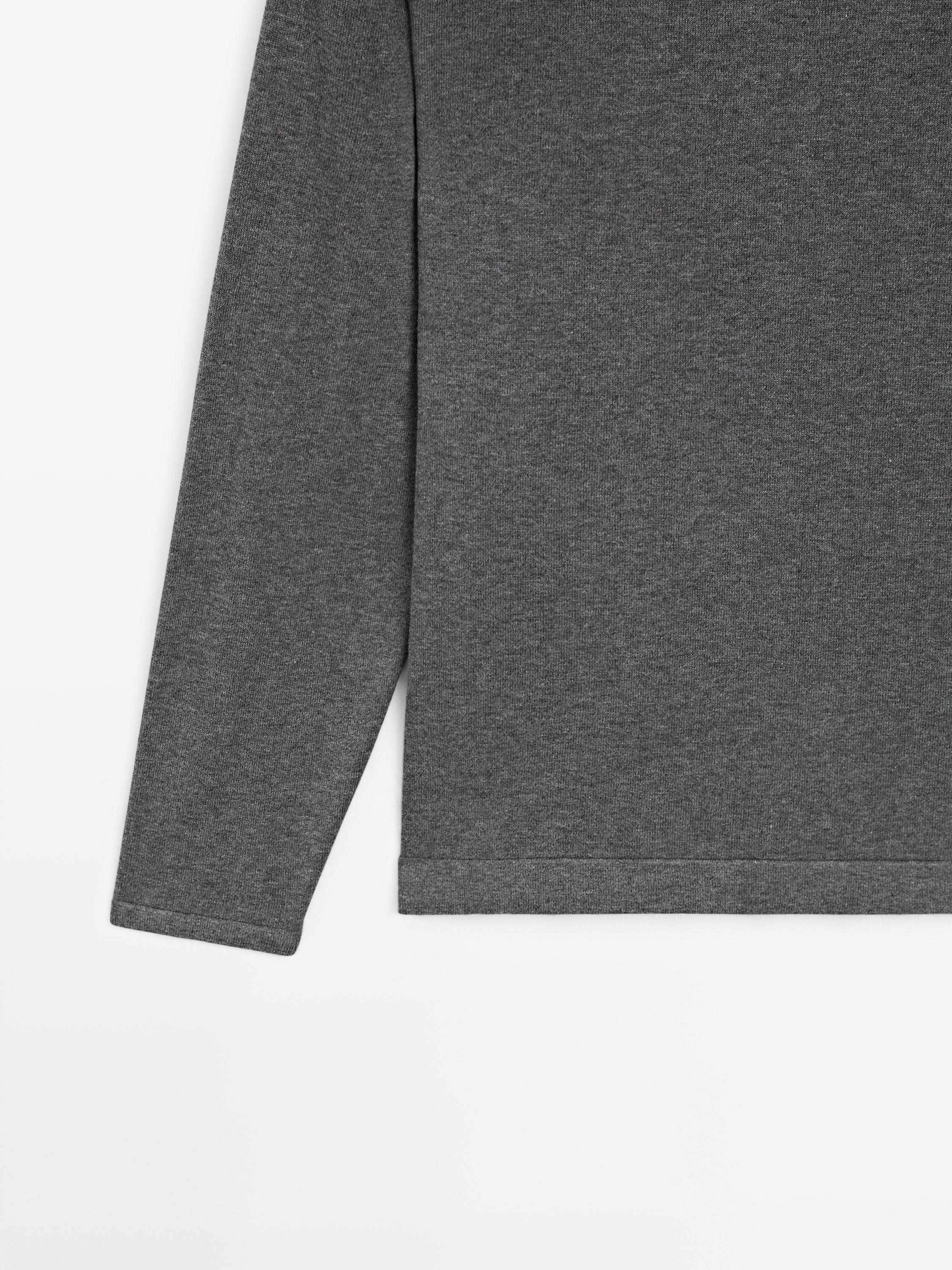 Knit 100% cotton crew neck sweater — MEDIUM GREY